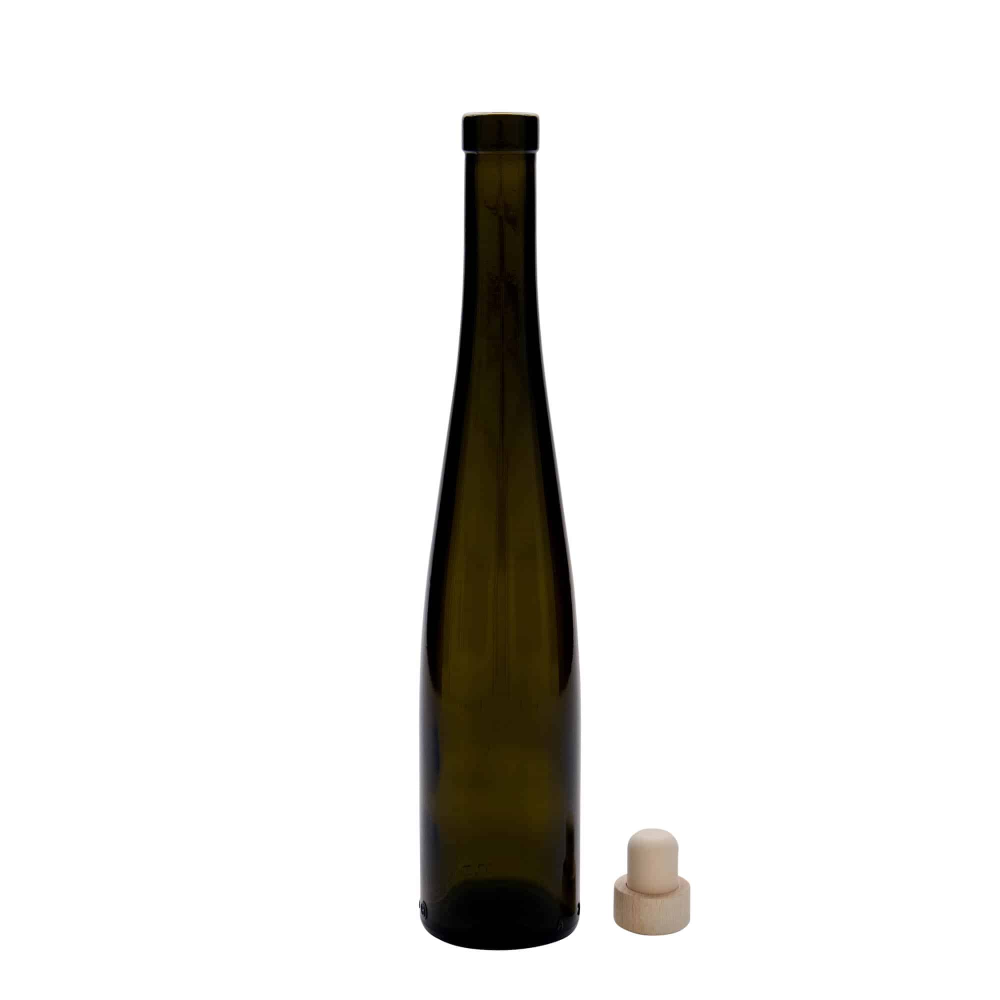 Botella de vidrio 'Weinschlegel' de 375 ml, verde antiguo, boca: corcho