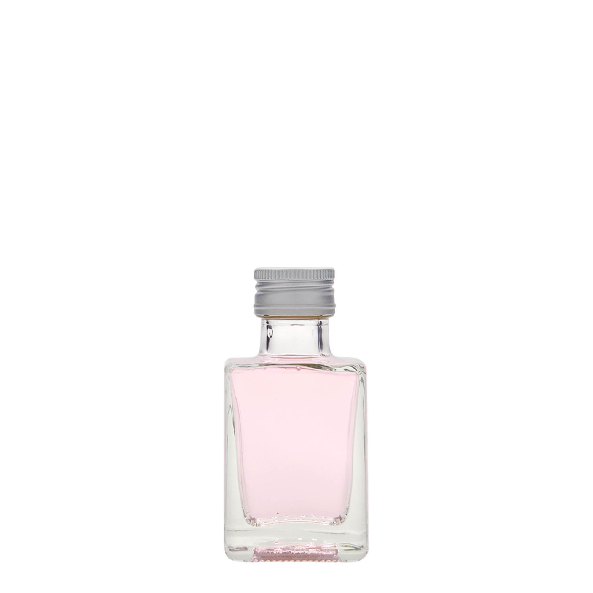 Botella de vidrio 'Cube' de 50 ml, cuadrada, boca: PP 24