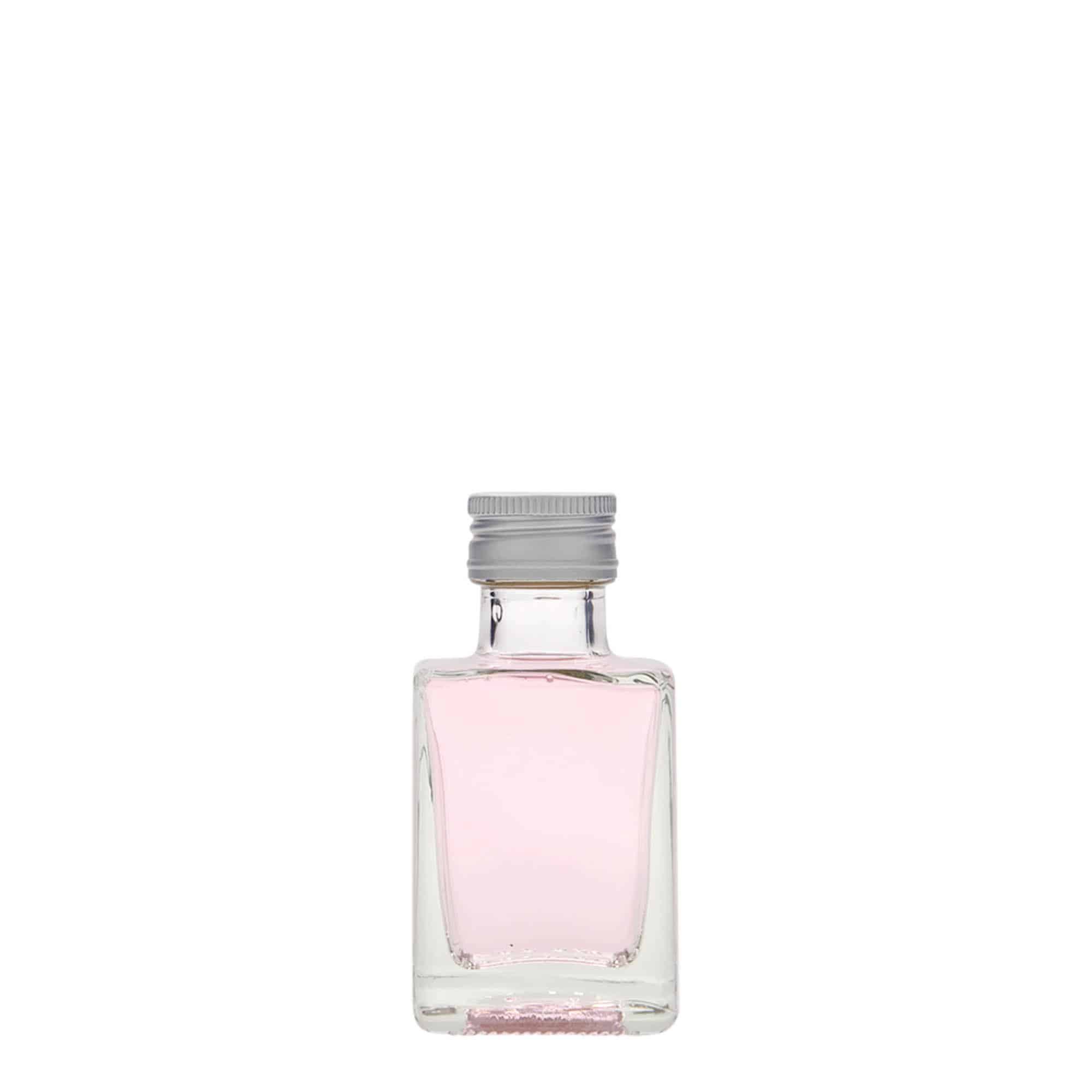 Botella de vidrio de 50 ml 'Cube', cuadrada, boca: PP 24
