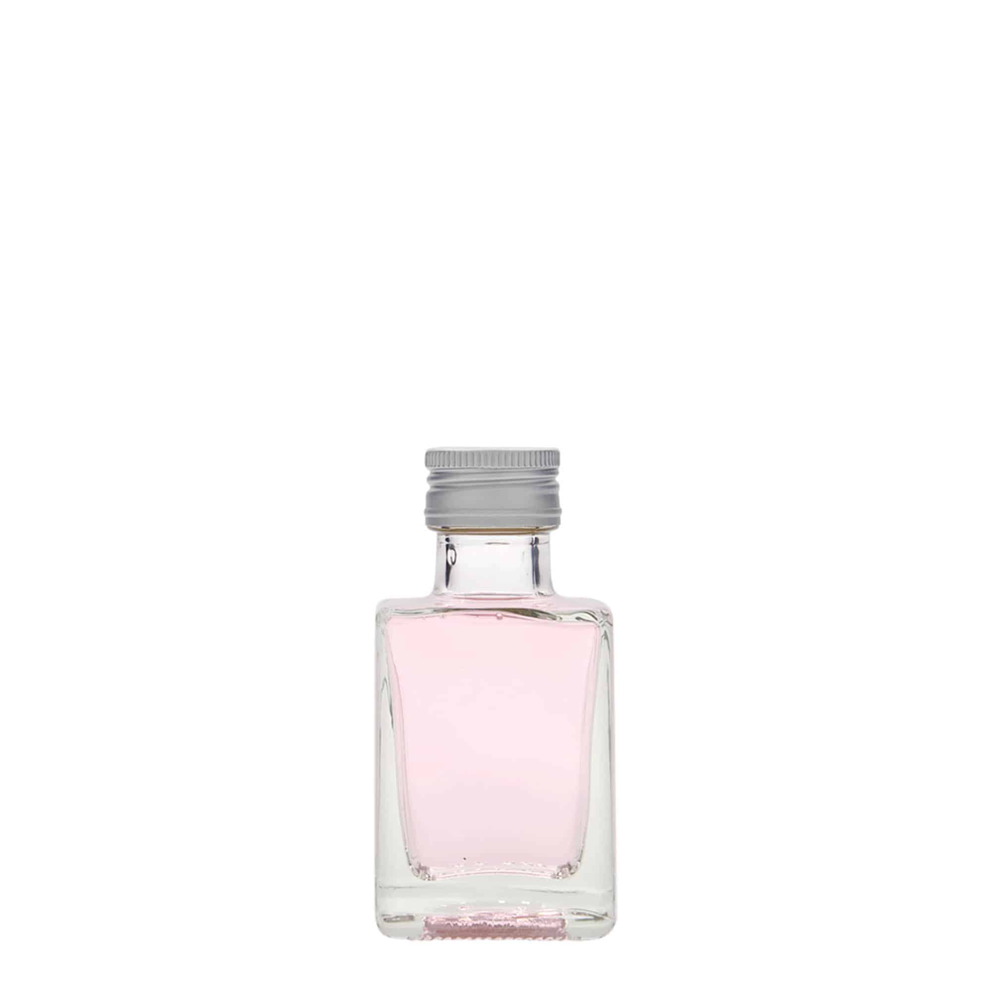 Botella de vidrio de 50 ml «Cube», cuadrada, boca: PP 24