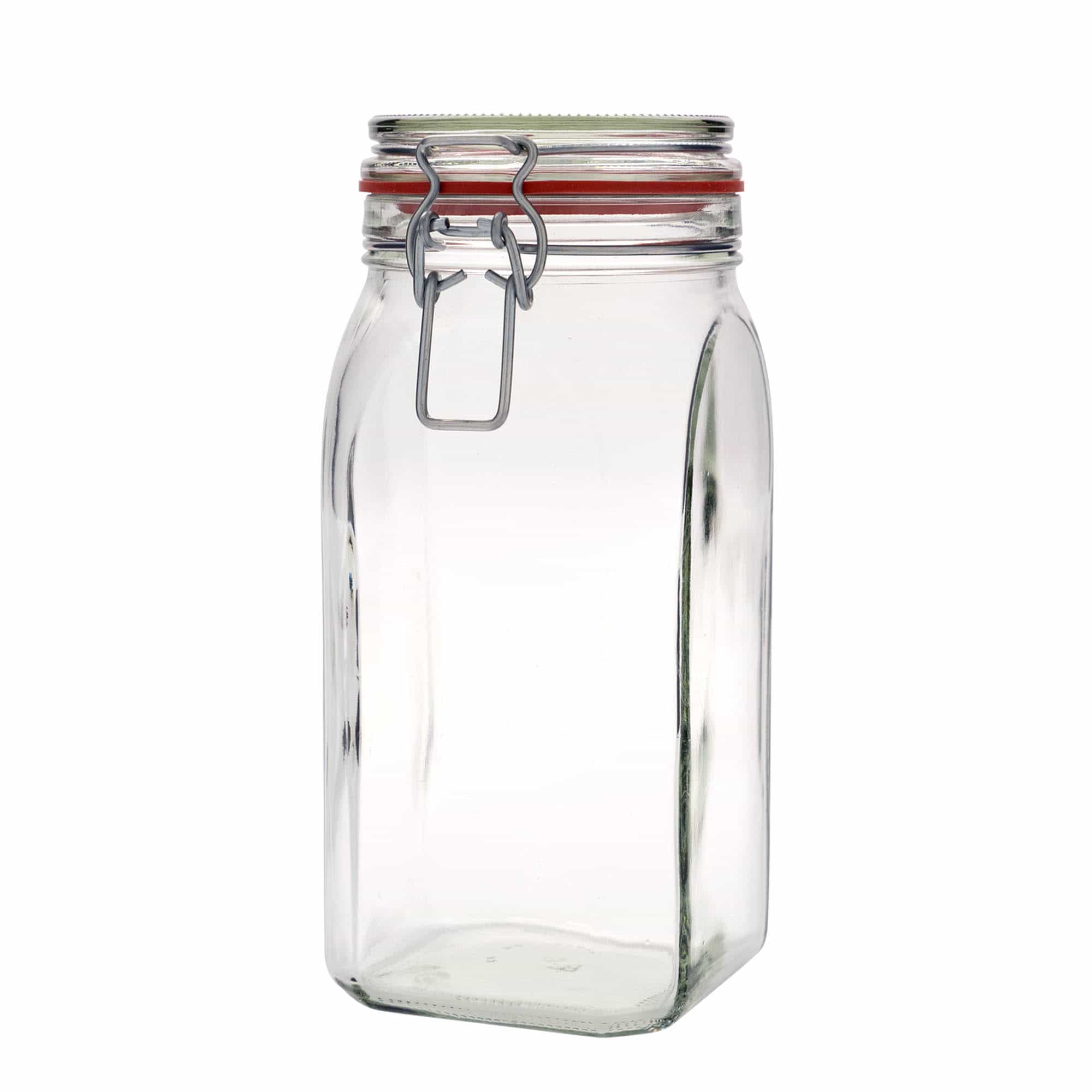 Tarro hermético de 1540 ml, cuadrado, boca: cierre mecánico
