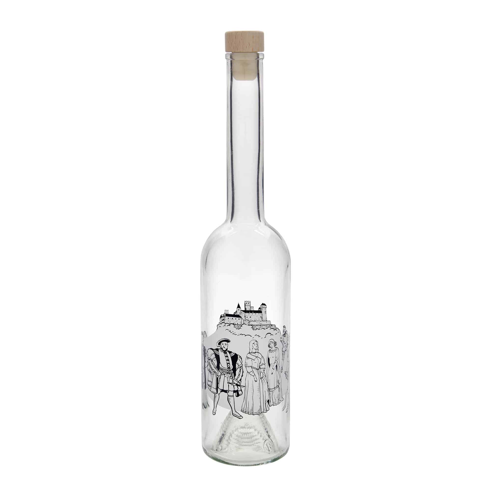 Botella de vidrio de 500 ml «Ópera», motivo: Edad Media, boca: corcho