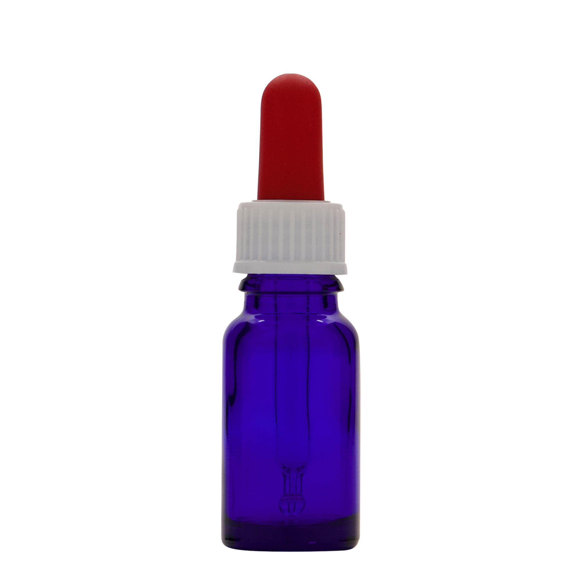 Frasco cuentagotas de 10 ml para medicina, vidrio, azul real-rojo, boca: DIN 18 Frasco cuentagotas de 10 ml para medicina, vidrio, azul real-rojo, boca: DIN 18