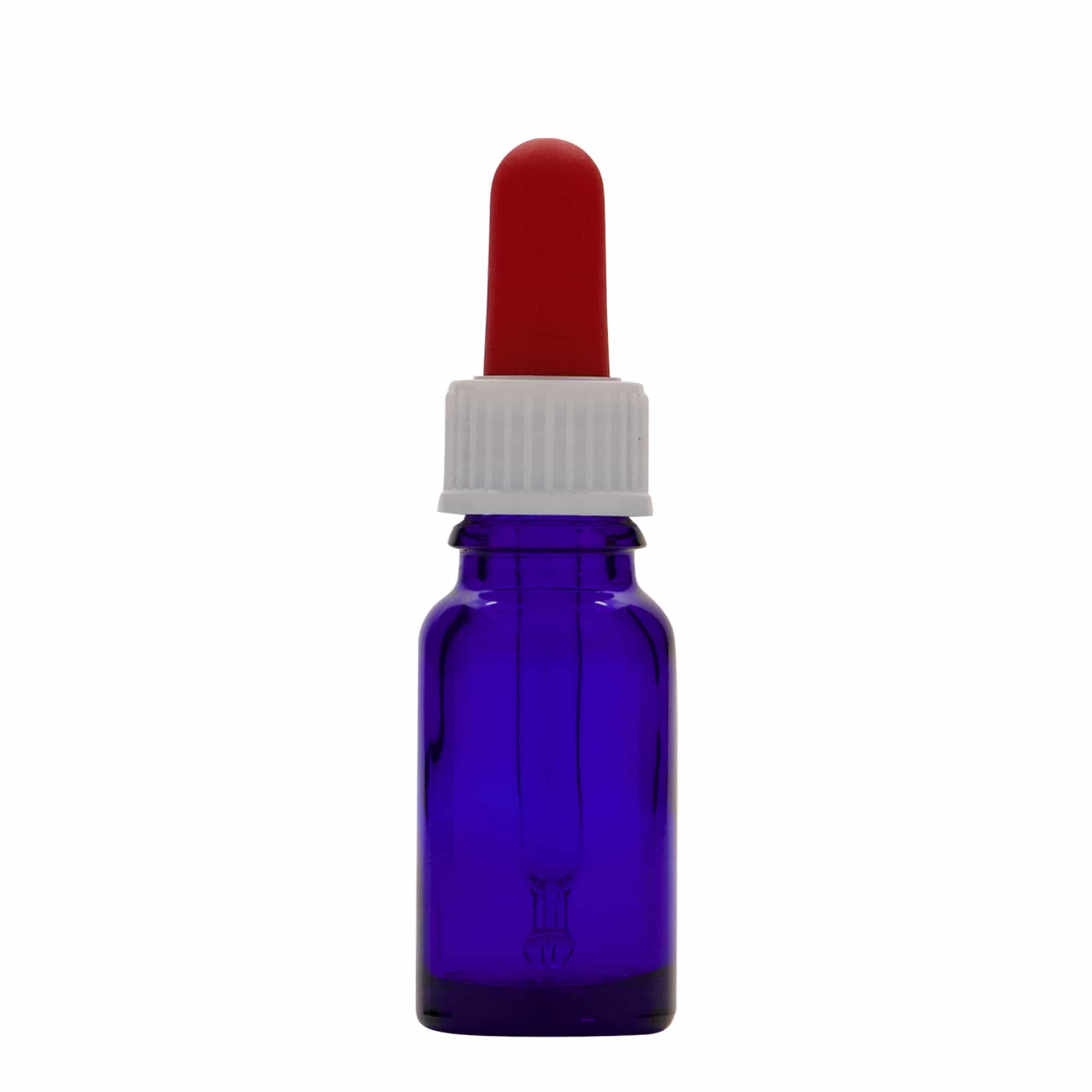 Frasco cuentagotas de 10 ml para medicina, vidrio, azul real-rojo, boca: DIN 18 Frasco cuentagotas de 10 ml para medicina, vidrio, azul real-rojo, boca: DIN 18