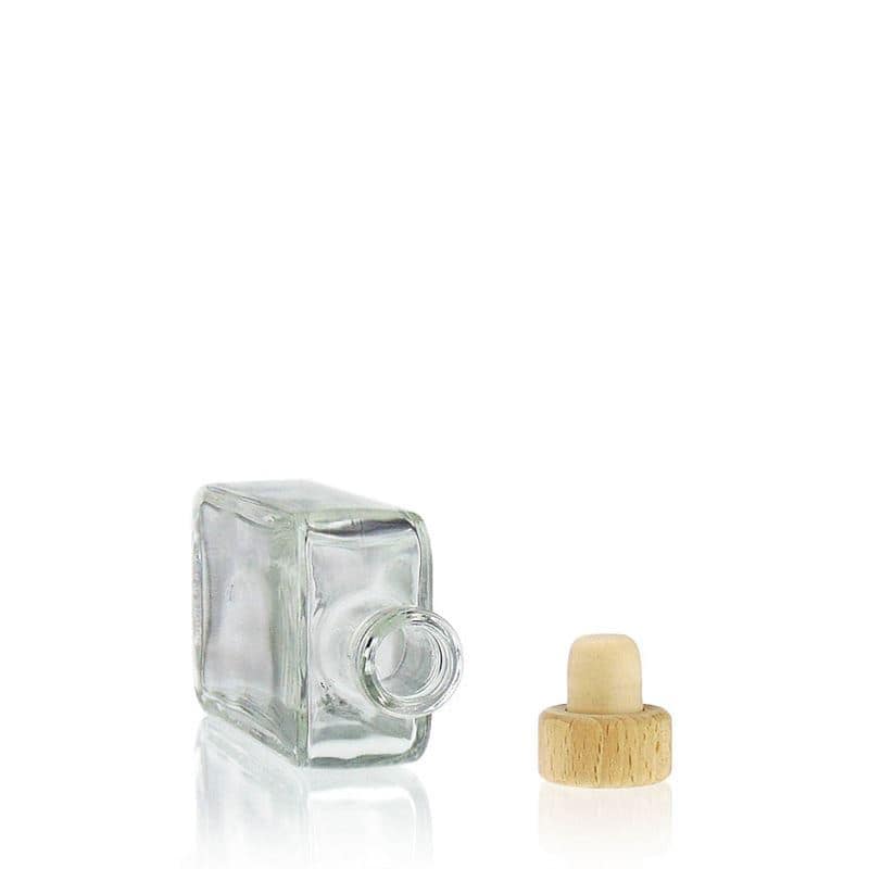 Botella de vidrio 'Nice' de 100 ml, rectangular, boca: corcho