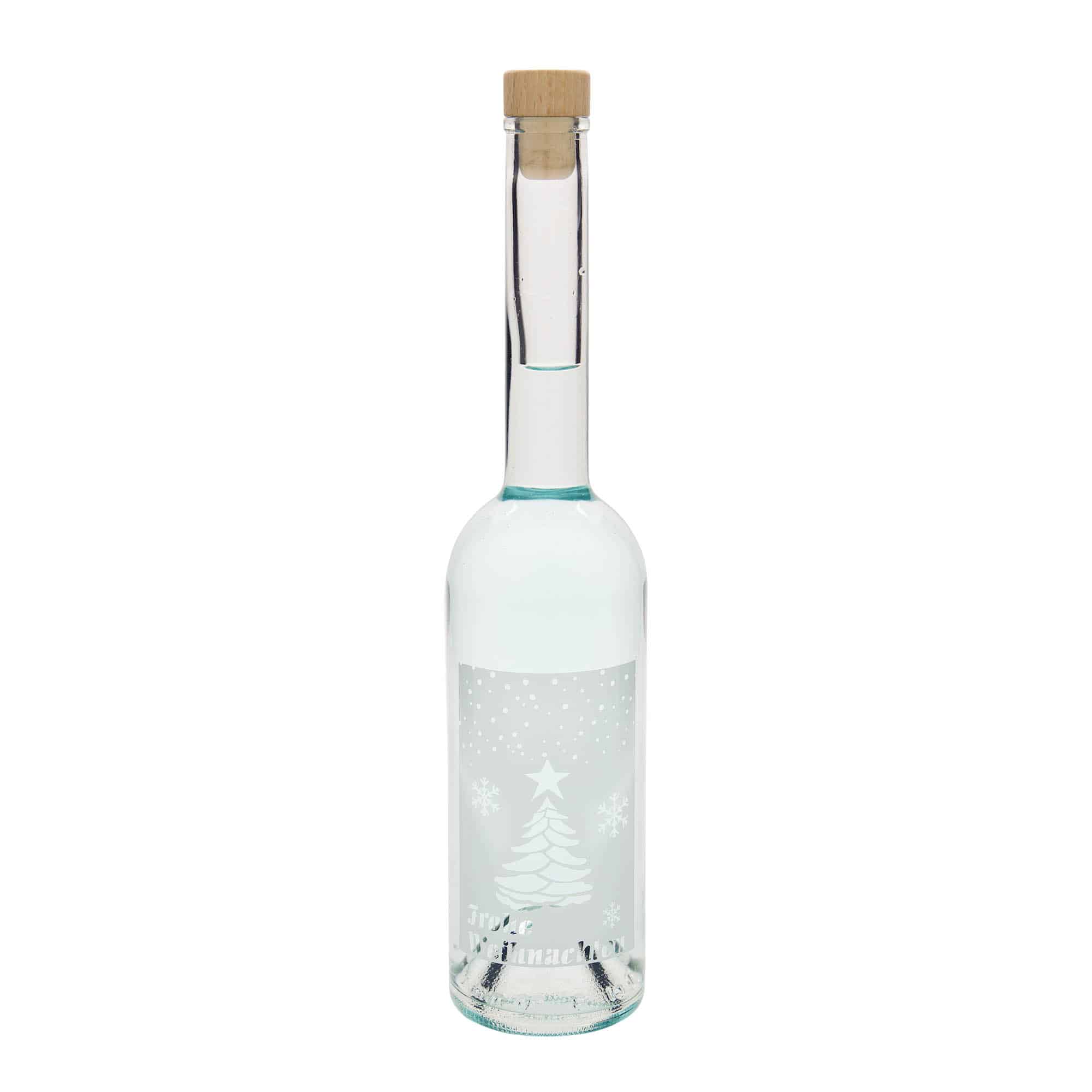 Botella de vidrio 'Opera' de 500 ml, motivo: Navidades blancas, boca: corcho