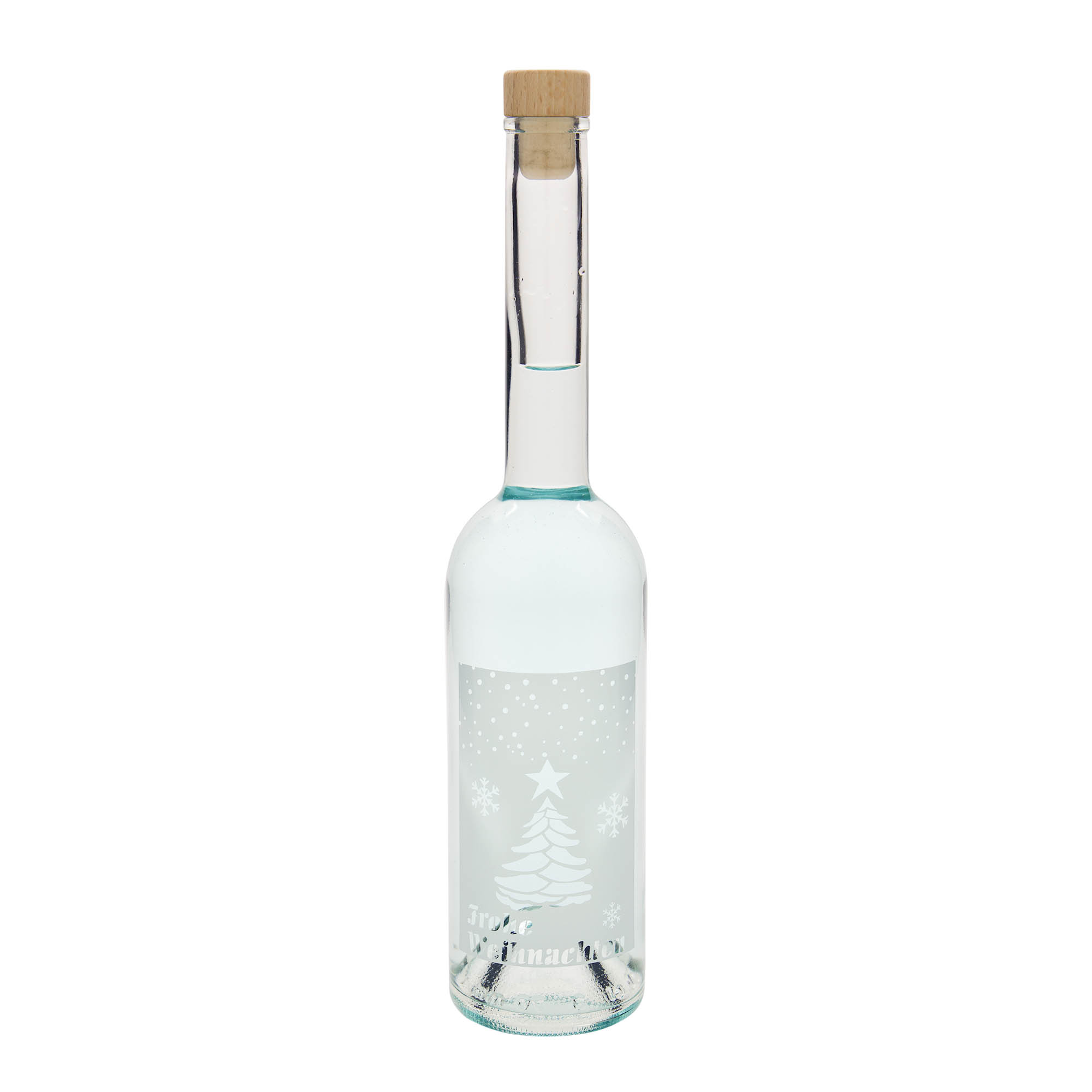 Botella de cristal de 500 ml 'Opera', motivo: Navidad blanca, boca: corcho