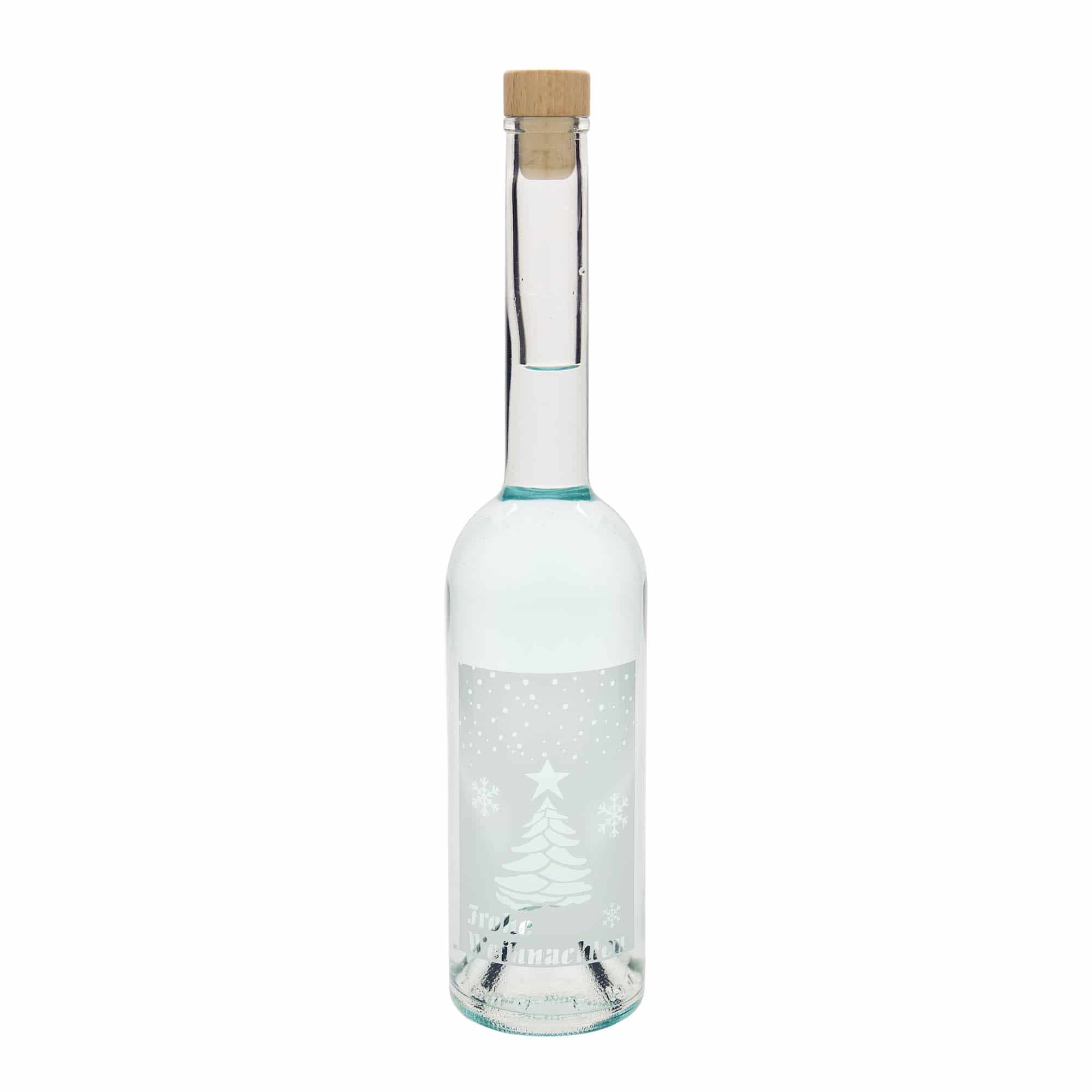 Botella de cristal de 500 ml 'Opera', motivo: Navidad blanca, boca: corcho