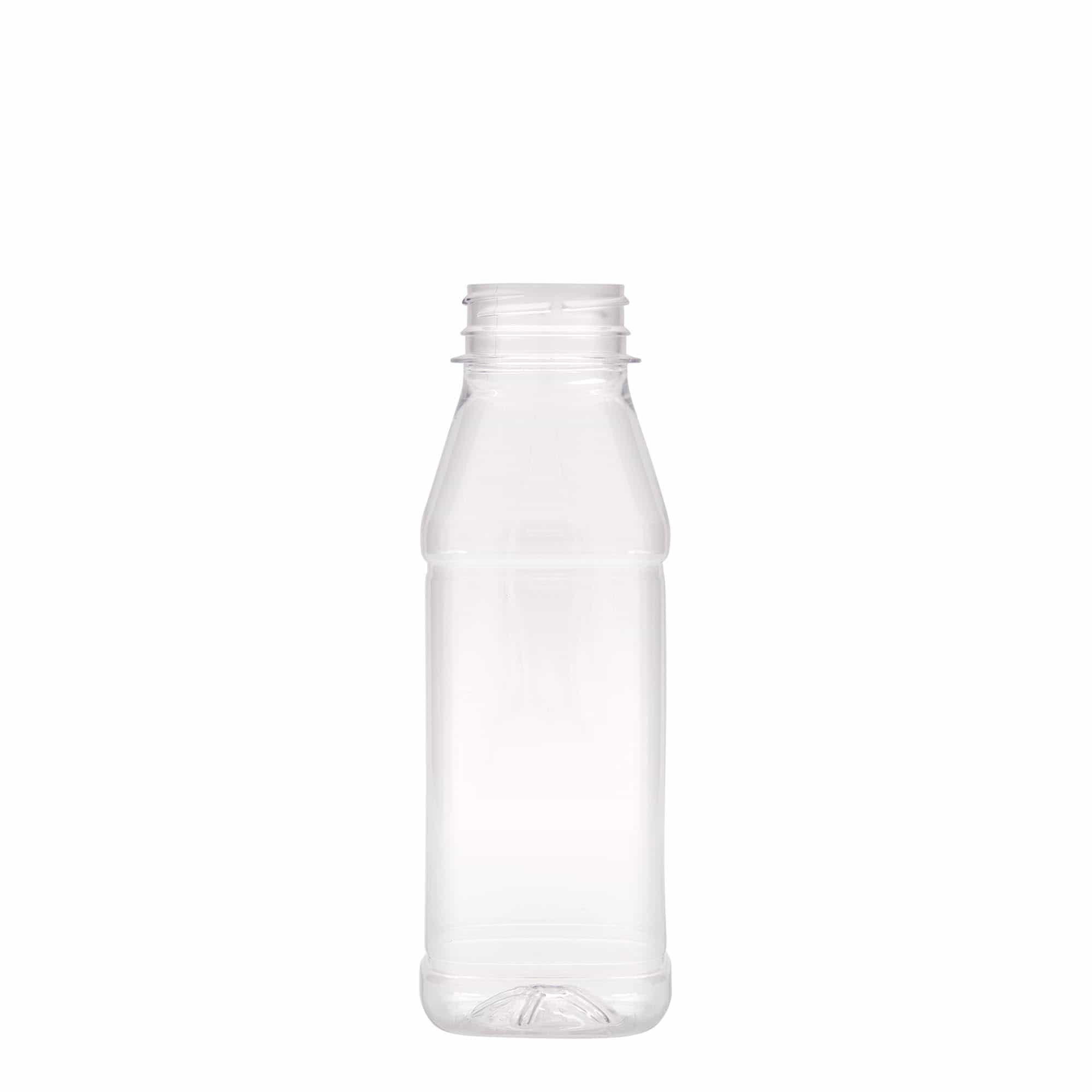 Botella PET de 330 ml 'Milk and Juice Carré', cuadrada, plástico, boca: 38 mm