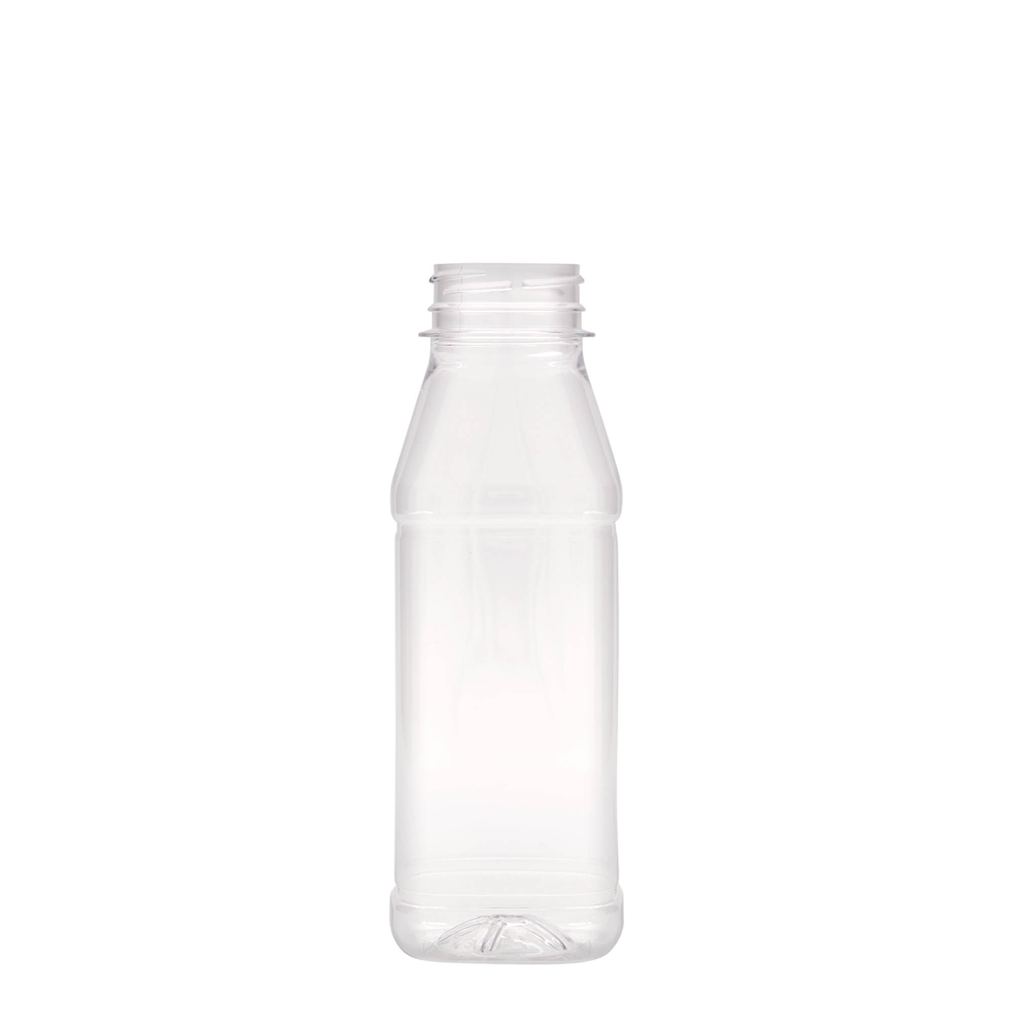 Botella PET de 330 ml «Milk and Juice Carré», cuadrada, plástico, boca: 38 mm