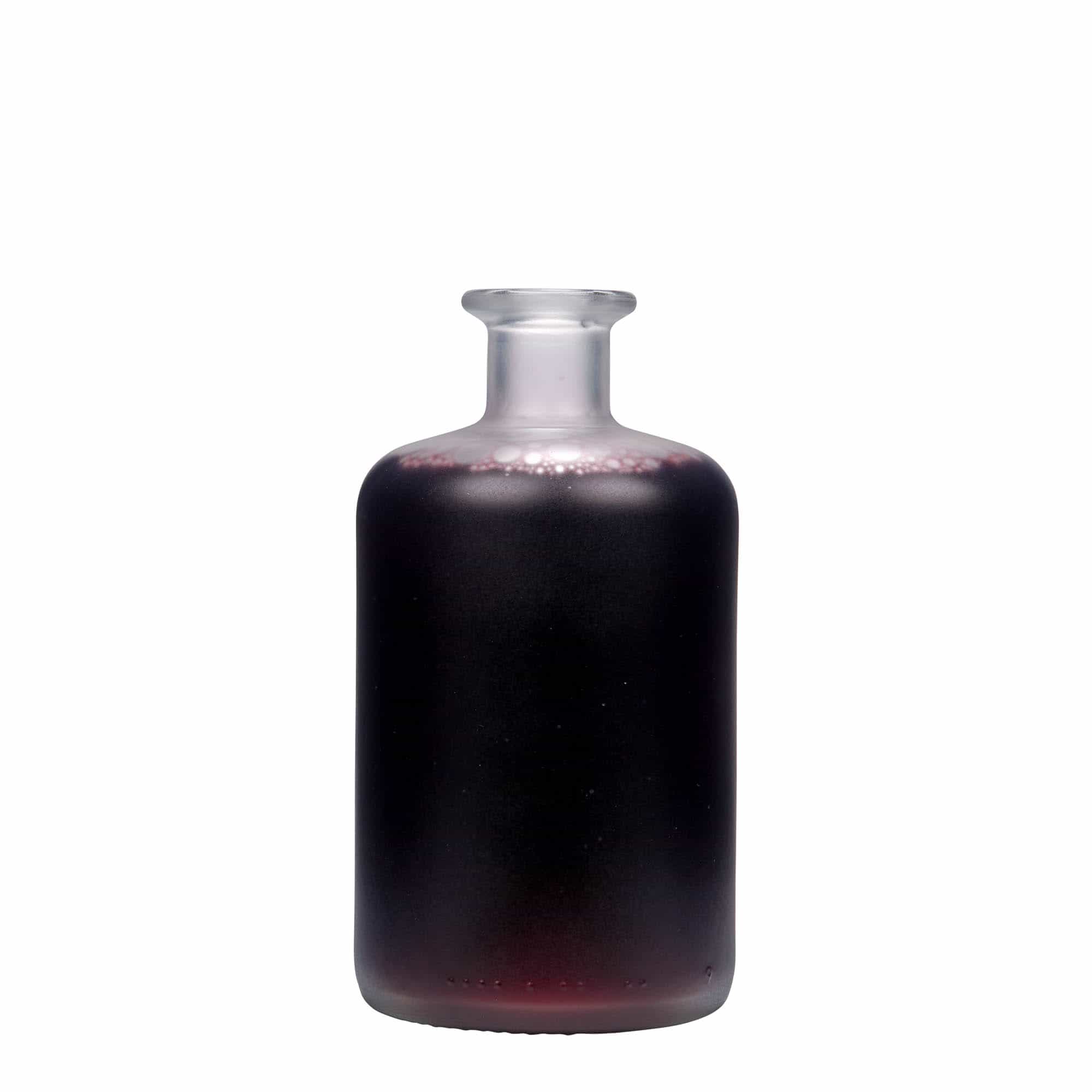 Botella de vidrio de farmacia de 500 ml, efecto helado, boca: corcho