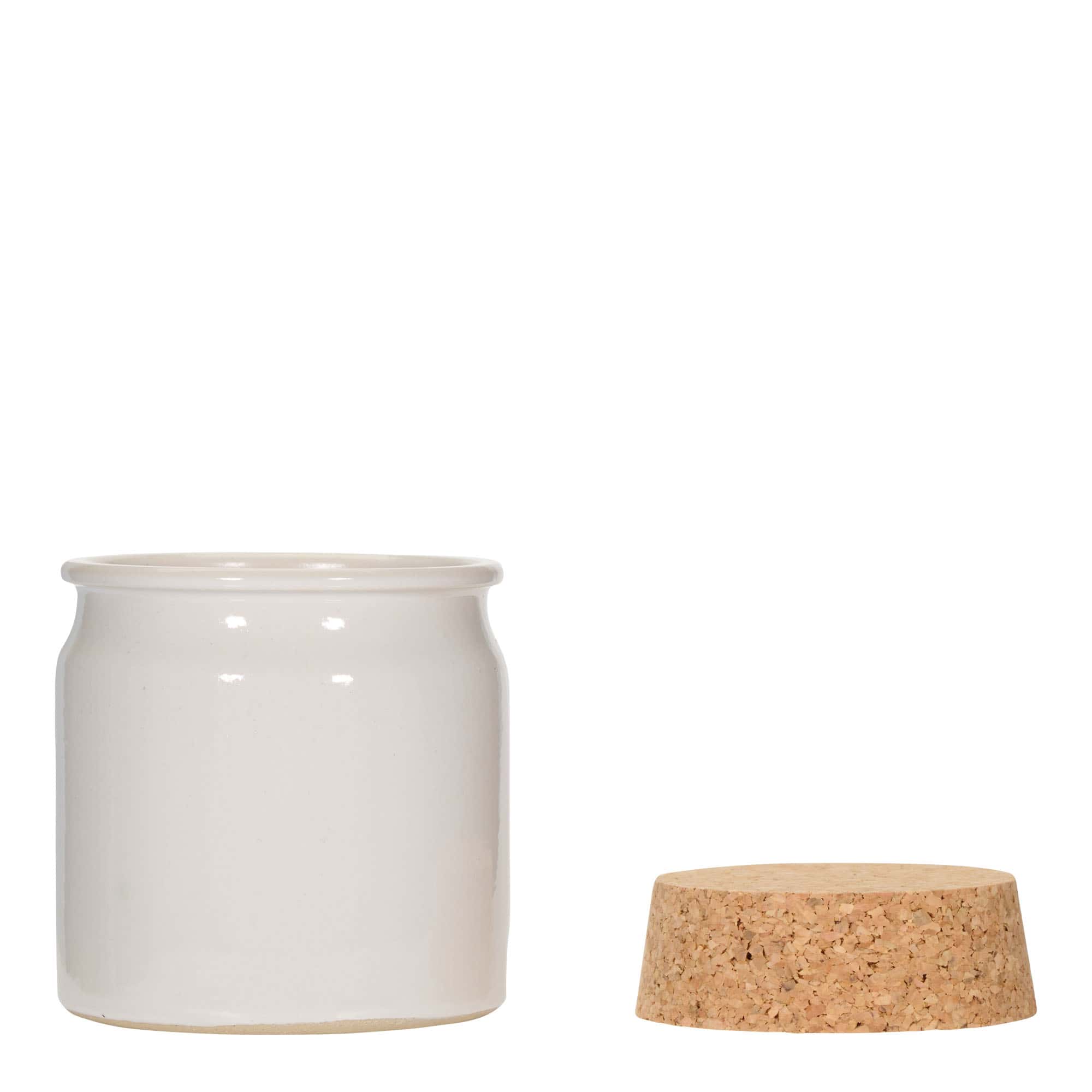 Olla de gres de 160 ml, cerámica, blanco, boca: corcho