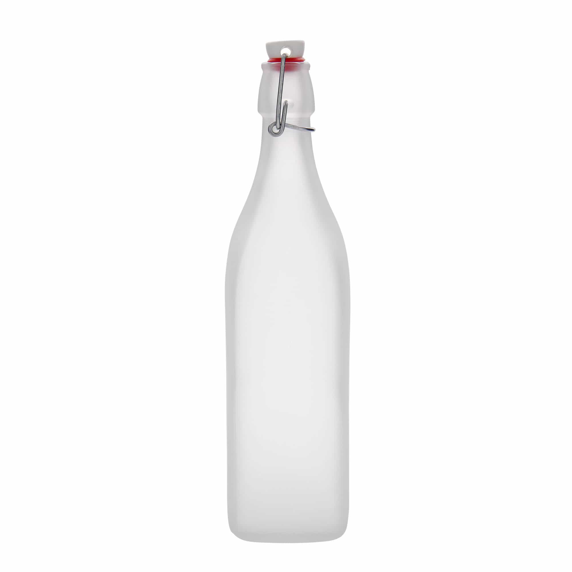 Botella de vidrio de 1.000 ml 'Swing, cuadrada, esmerilada, boca: cierre de palanca'