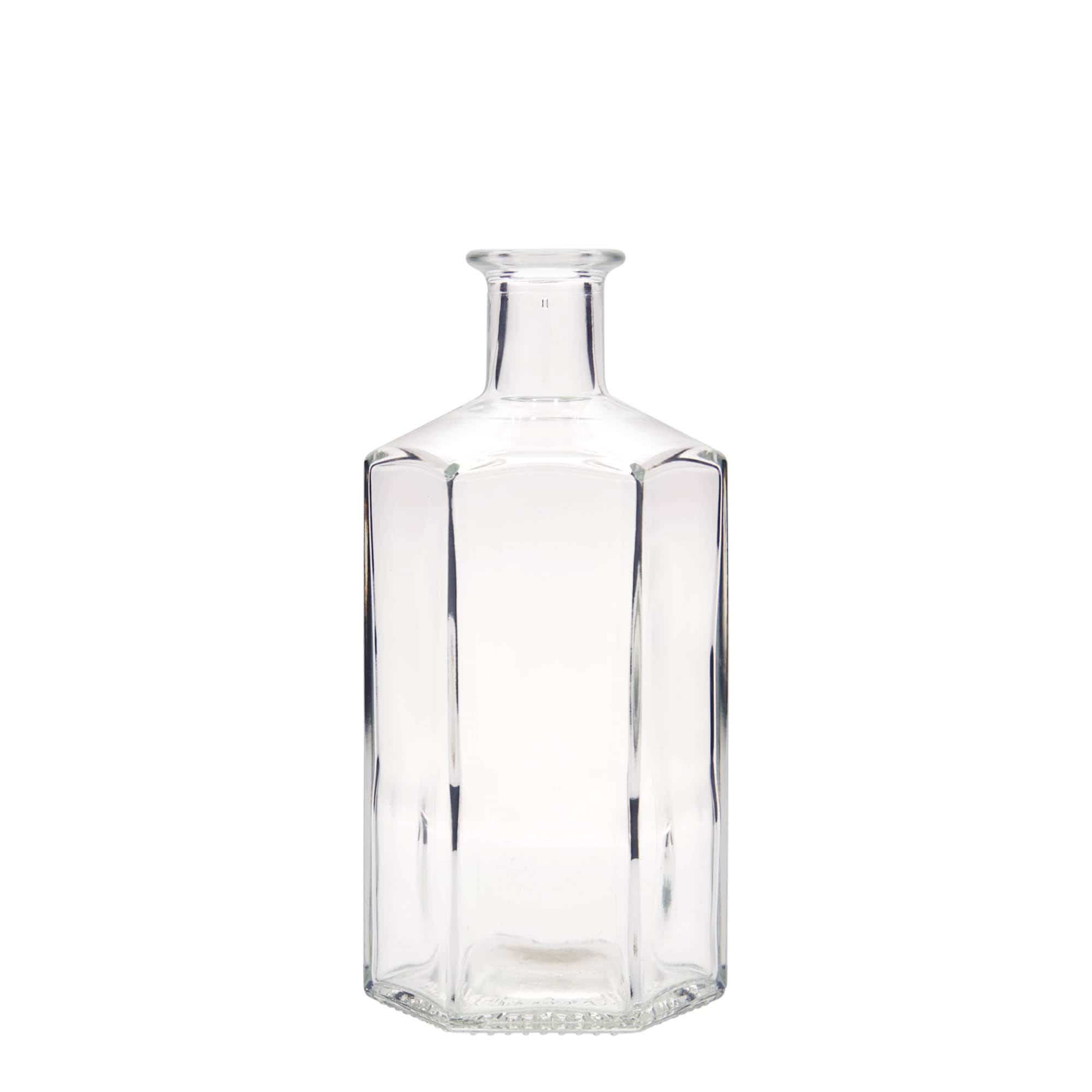 Botella de vidrio de 500 ml, boticario «Jimmy», hexagonal, boca: corcho