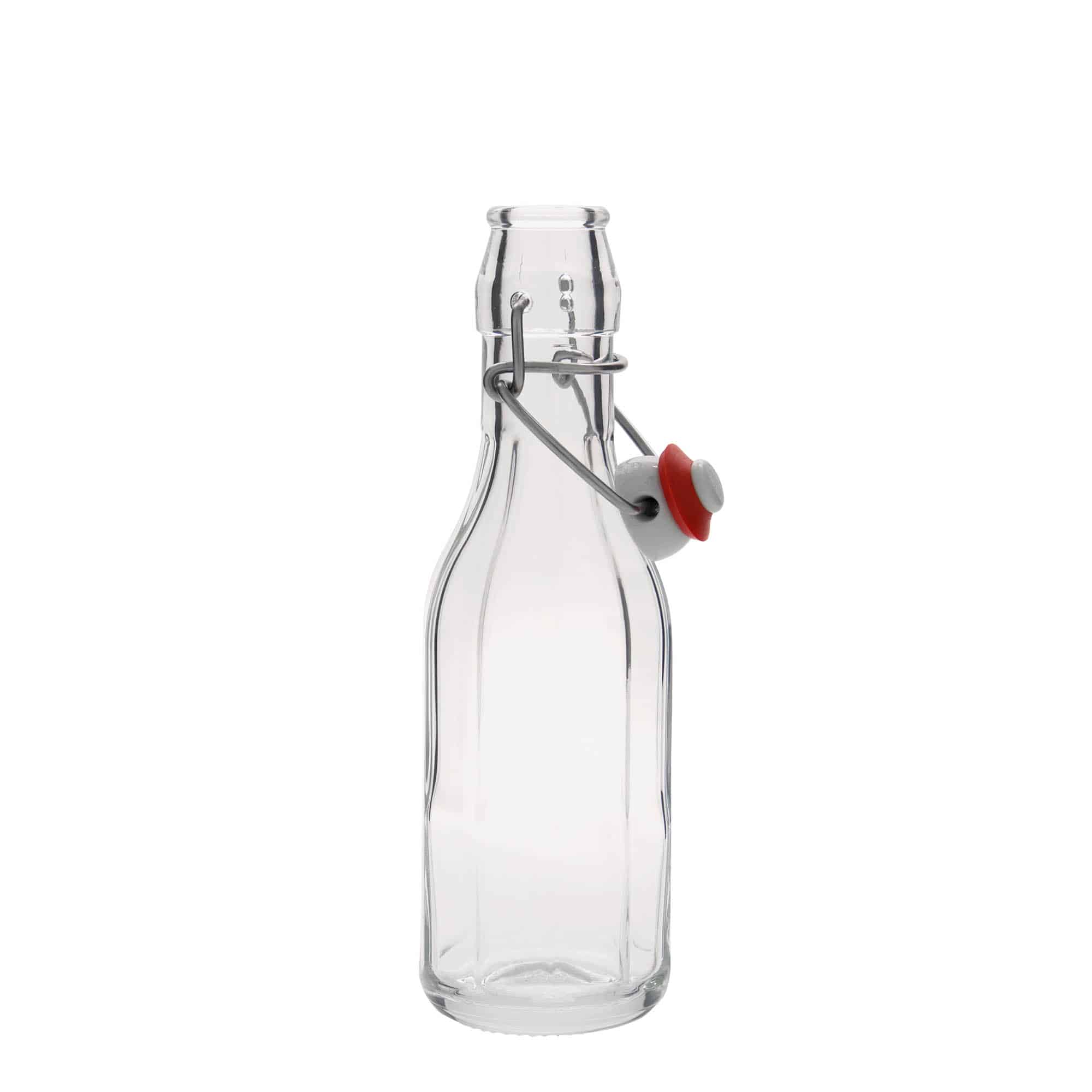 Botella de vidrio 'Bravo' de 250 ml, decagonal, boca: tapón mecánico