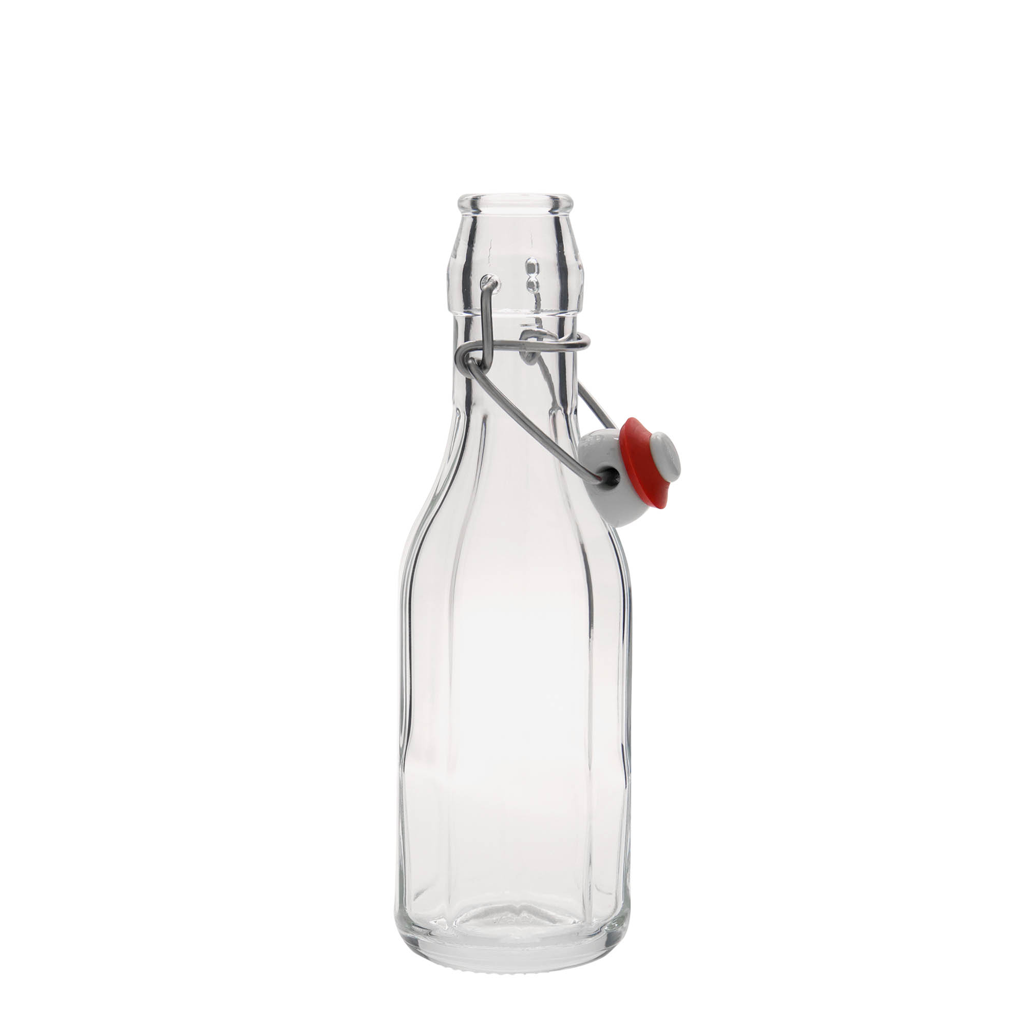 Botella de vidrio de 250 ml 'Bravo', de diez lados, boca: cierre de palanca Botella de vidrio de 250 ml 'Bravo', de diez lados, boca: cierre de palanca