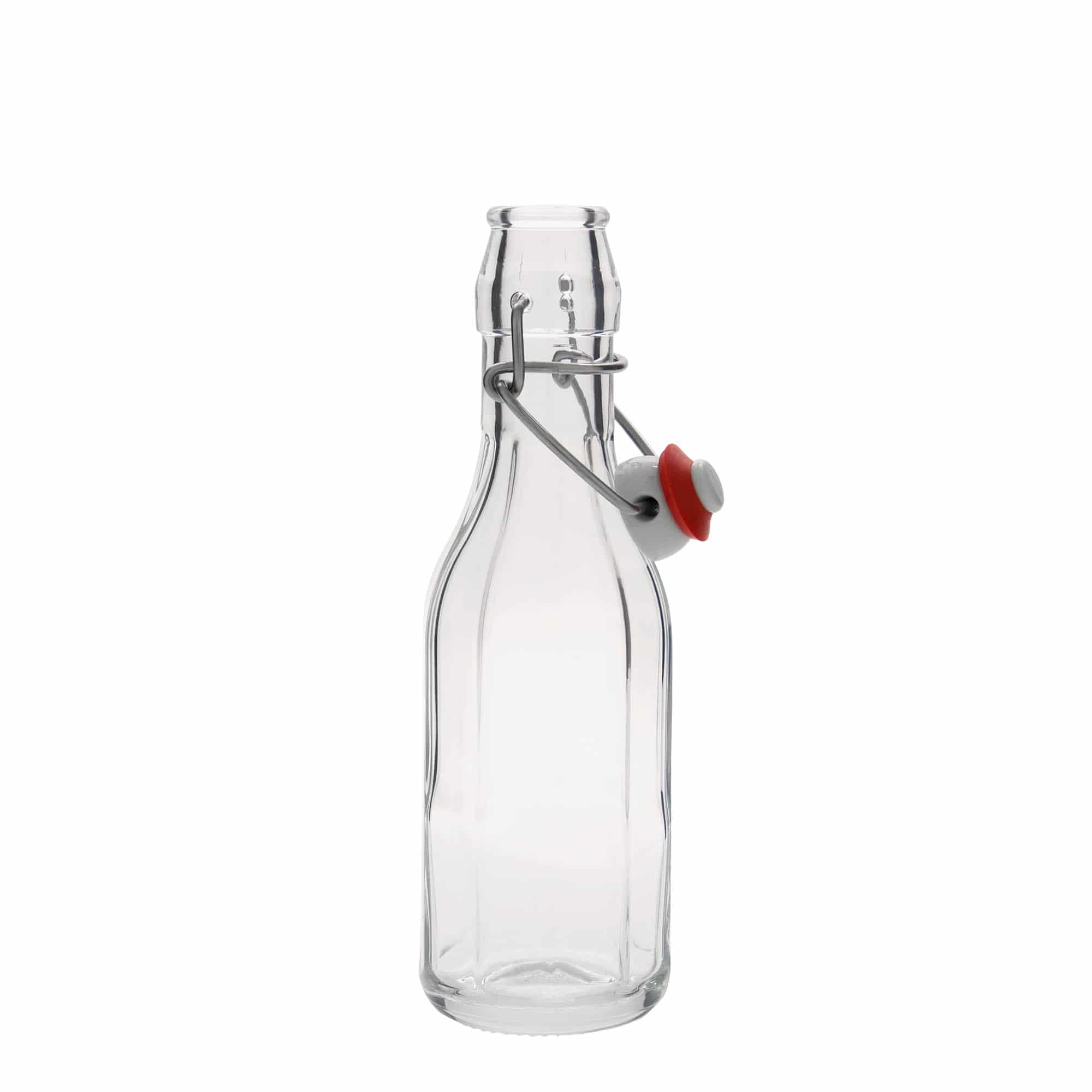 Botella de vidrio de 250 ml 'Bravo', de diez lados, boca: cierre de palanca Botella de vidrio de 250 ml 'Bravo', de diez lados, boca: cierre de palanca