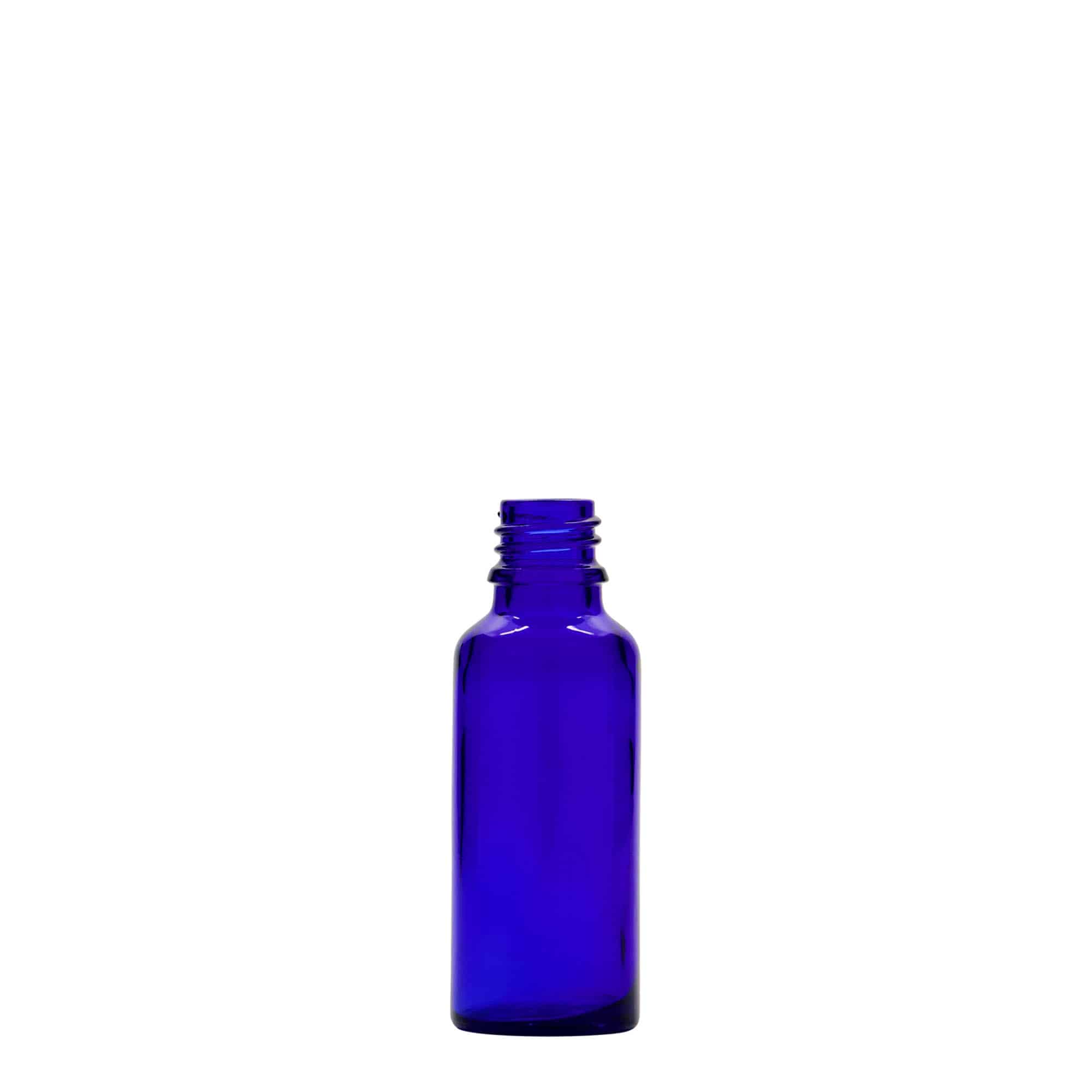 30 ml frasco medicinal, vidrio, azul real, boca: DIN 18