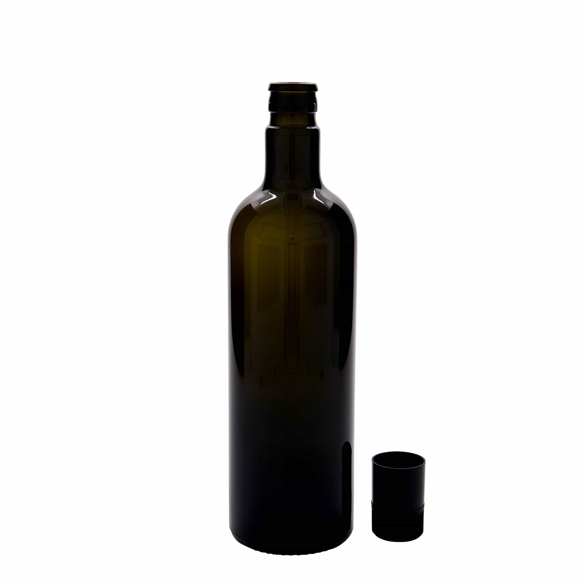 Botella de vinagre/aceite de 750 ml 'Willy New', vidrio, verde antiguo, boca: DOP