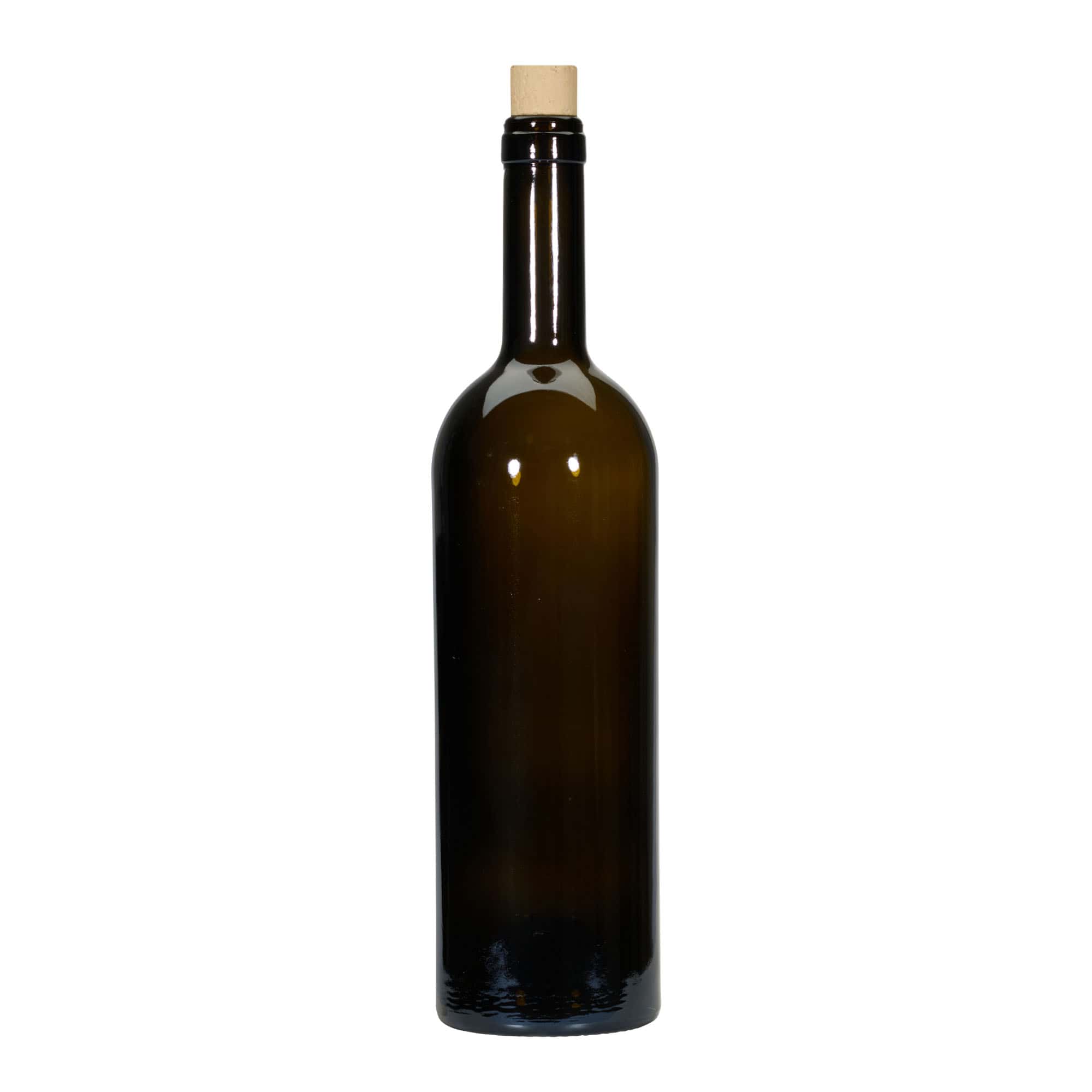 Botella de vino de 750 ml «Golia», verde antiguo, boca: corcho