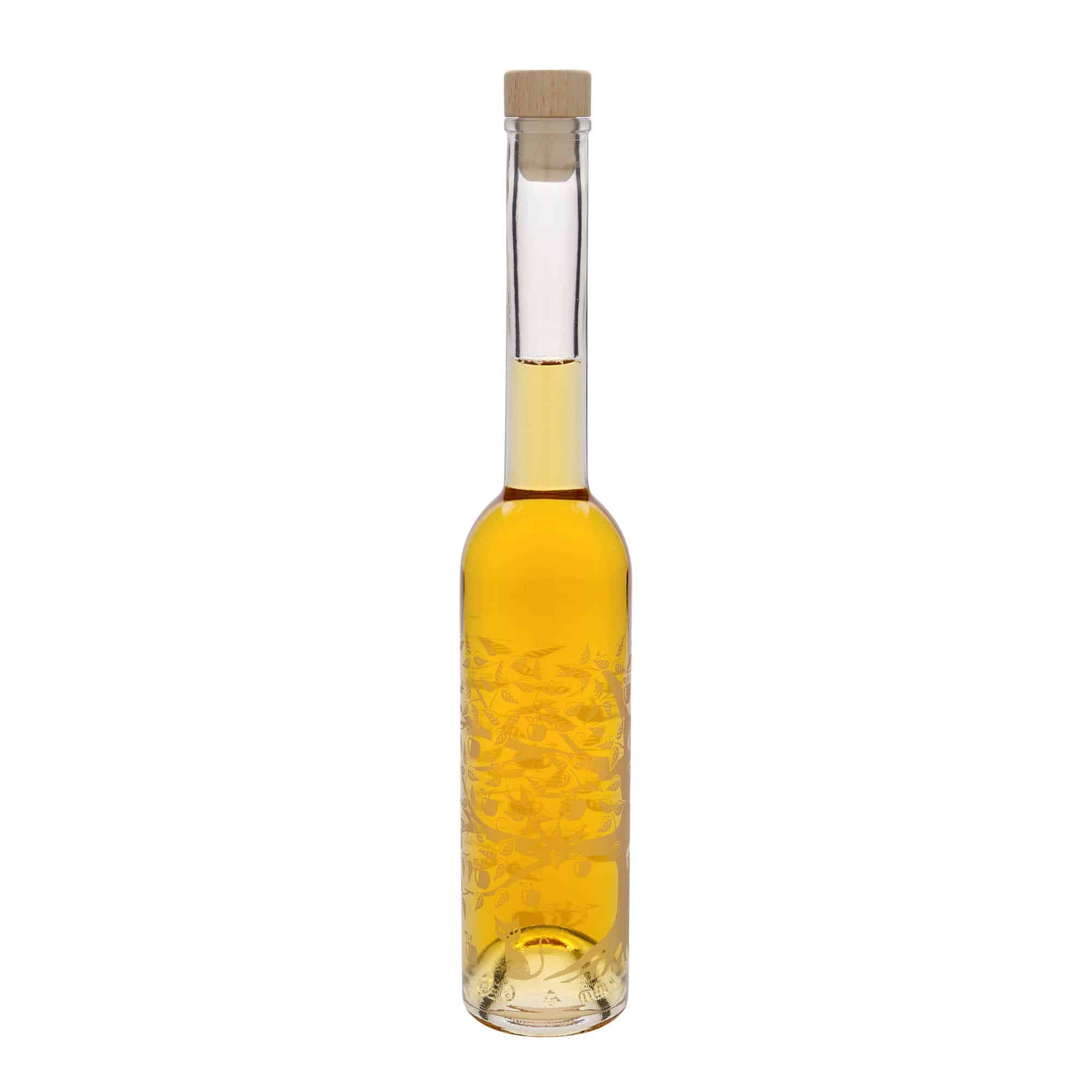 Botella de vidrio 'Opera' de 350 ml, motivo: manzano, boca: corcho