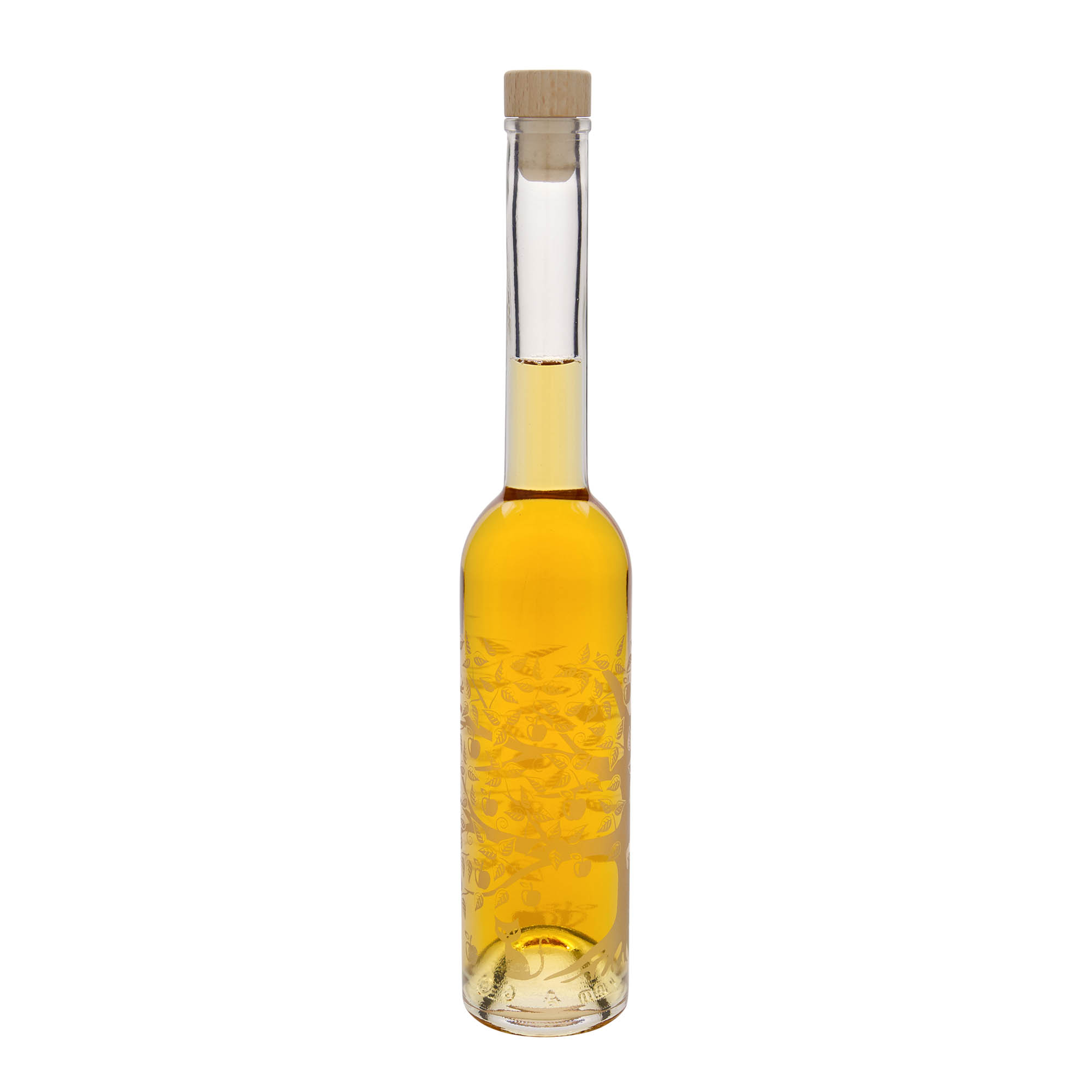 Botella de vidrio de 350 ml 'Opera', motivo: manzano, boca: corcho