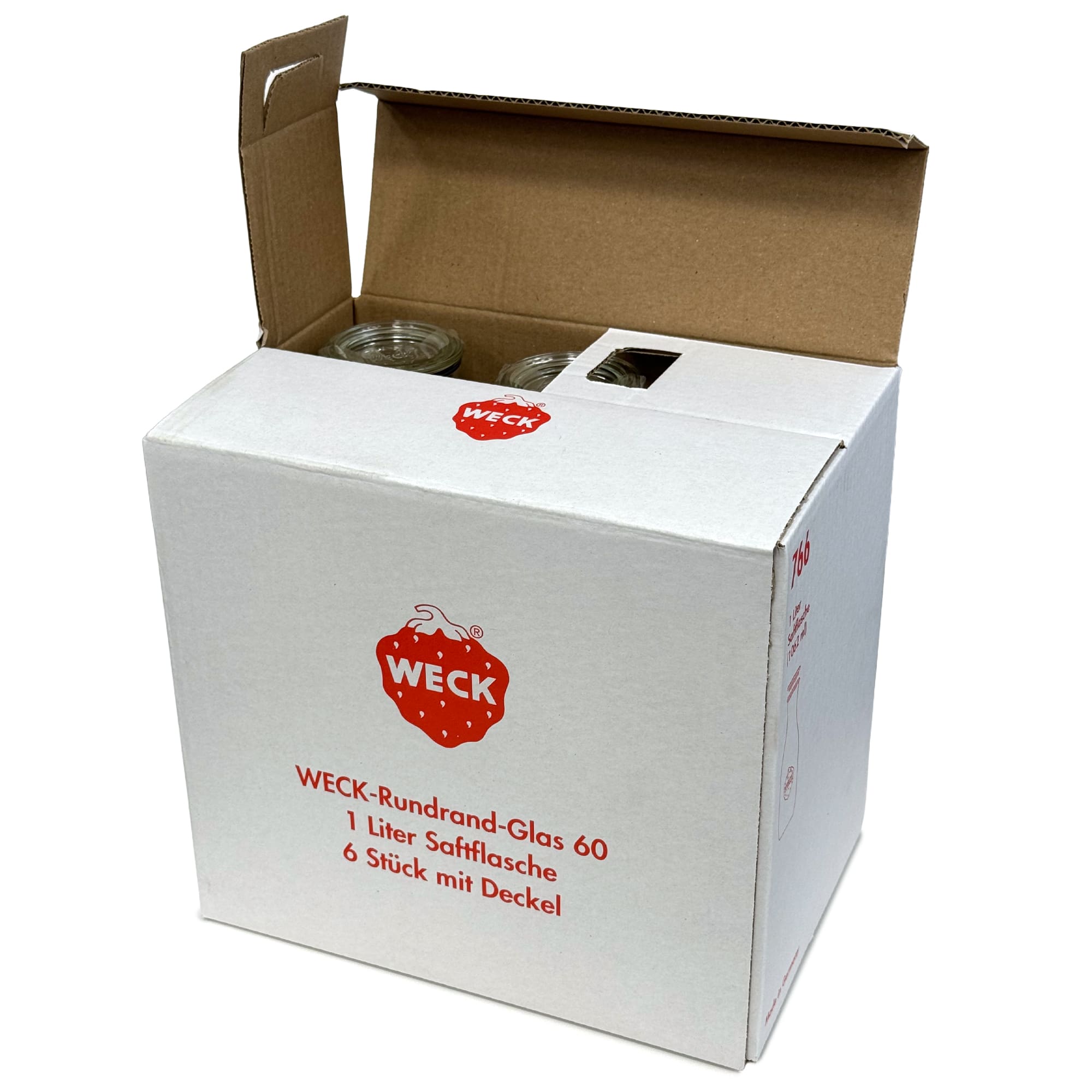 6x 1000 ml botella de zumo WECK con tapa de vidrio RR 60
