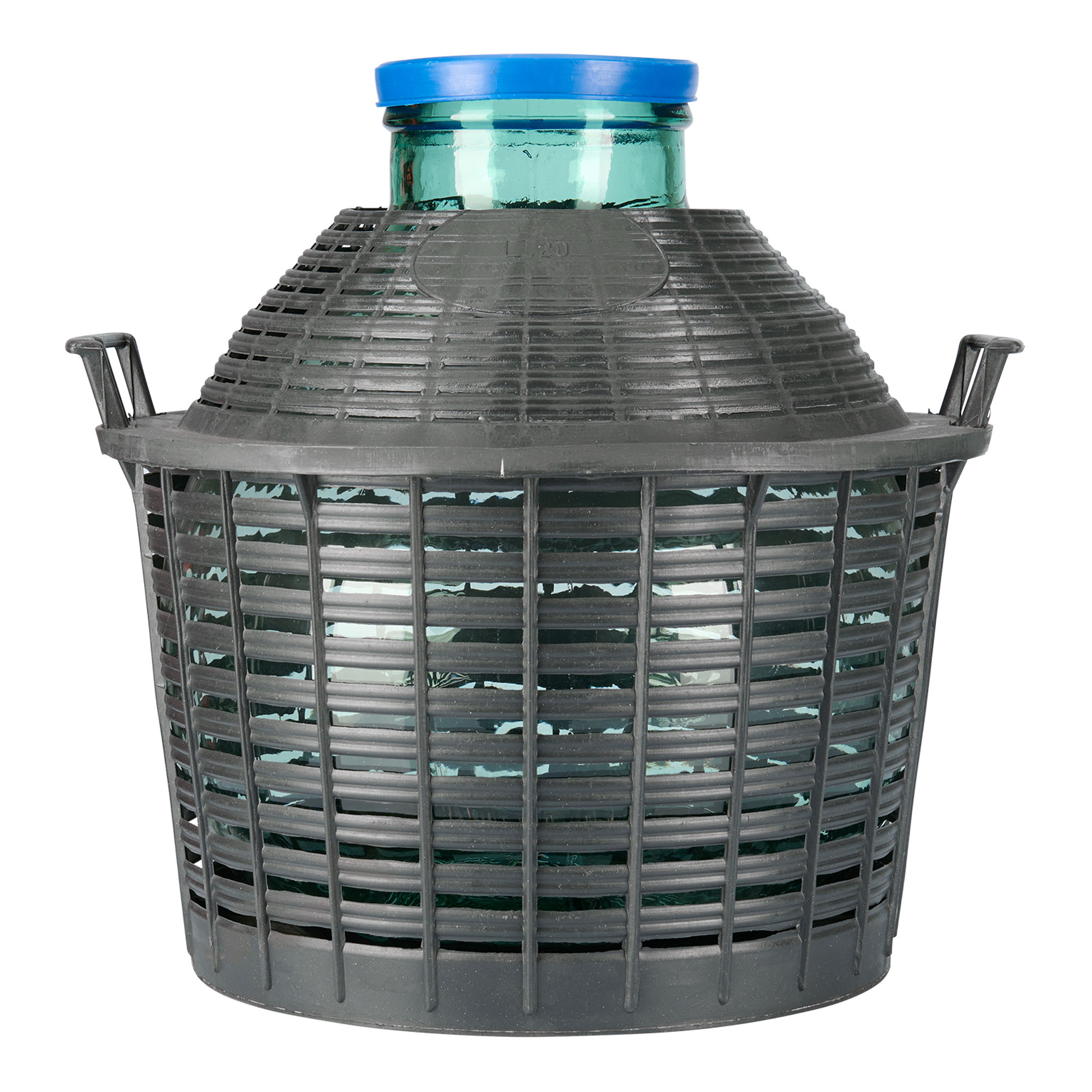 Botella de balón de 20 l, boca ancha, vidrio, boca: tapa de solapa