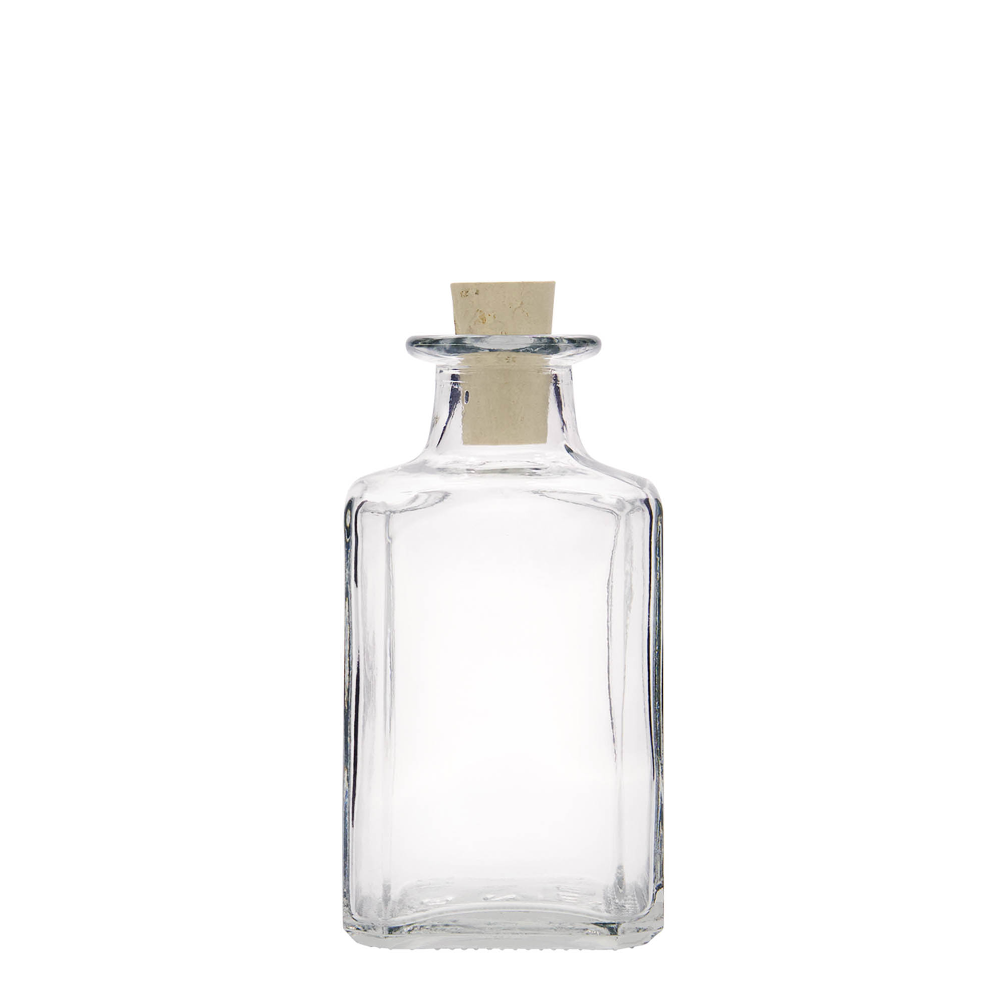 Botella de vidrio de 250 ml 'Torben', cuadrada, boca: corcho