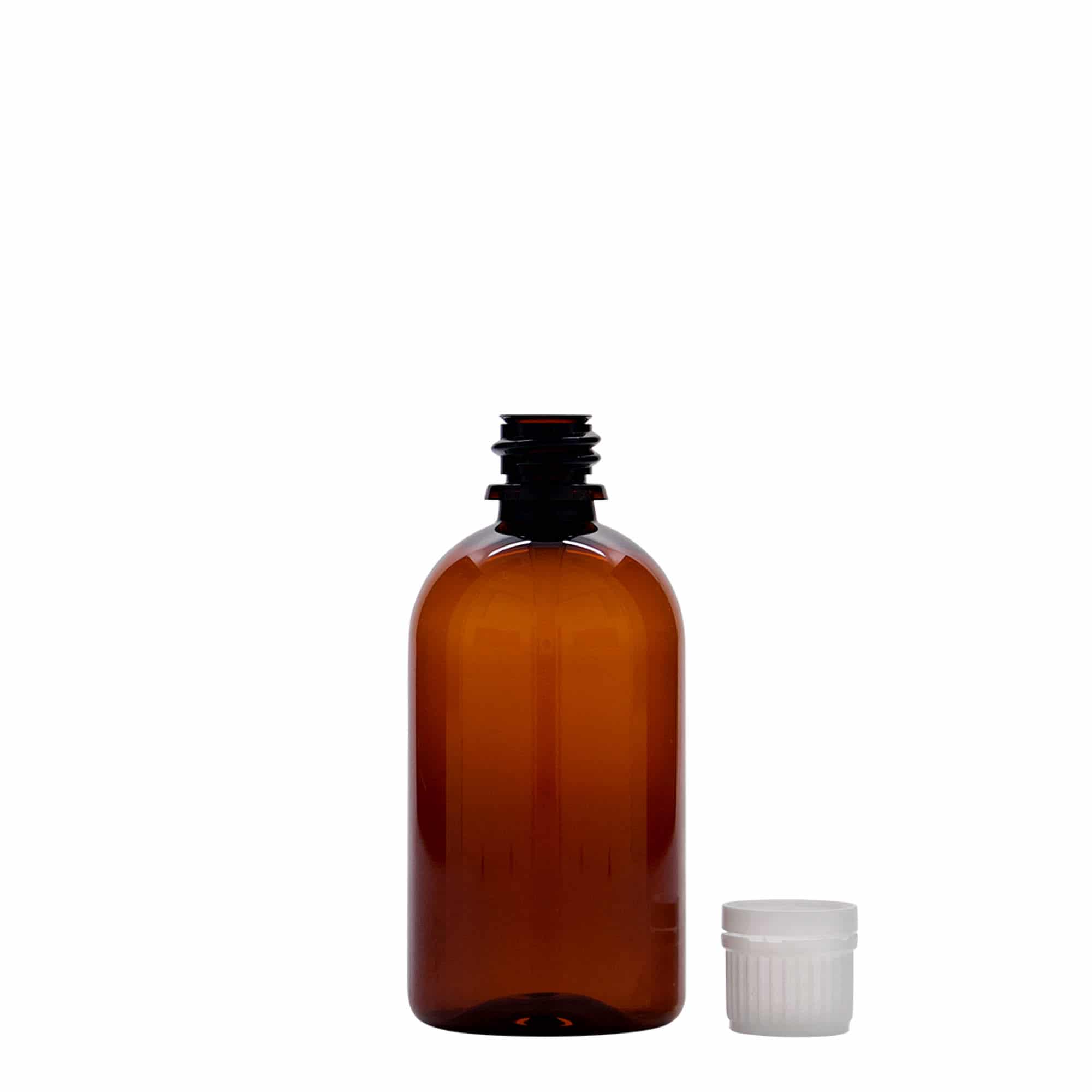 Frasco de medicamentos de PET 'Easy Living' de 100 ml, marrón, plástico, boca: DIN 18