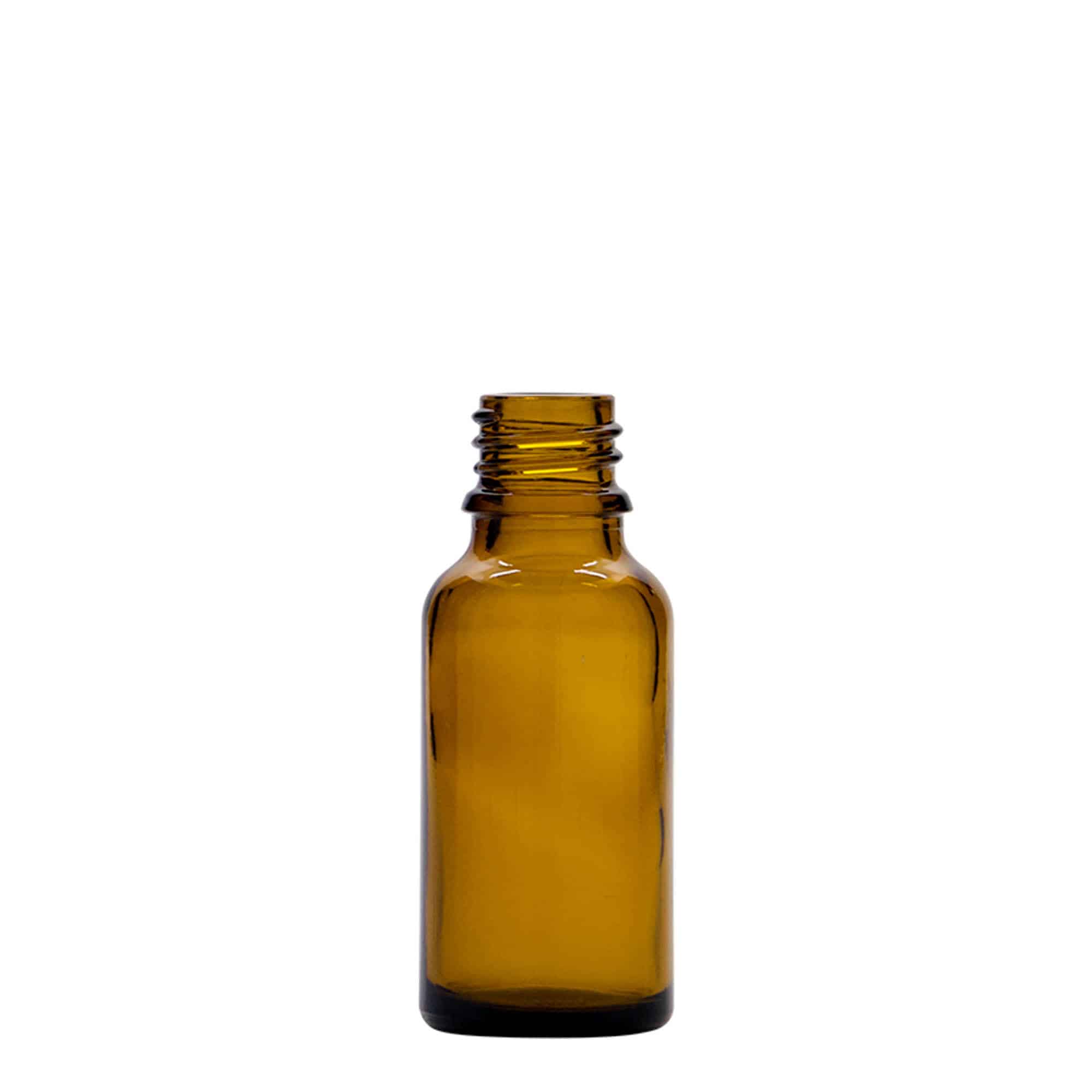 Frasco cuentagotas de medicamentos de 20 ml, vidrio, marrón, boca: DIN 18