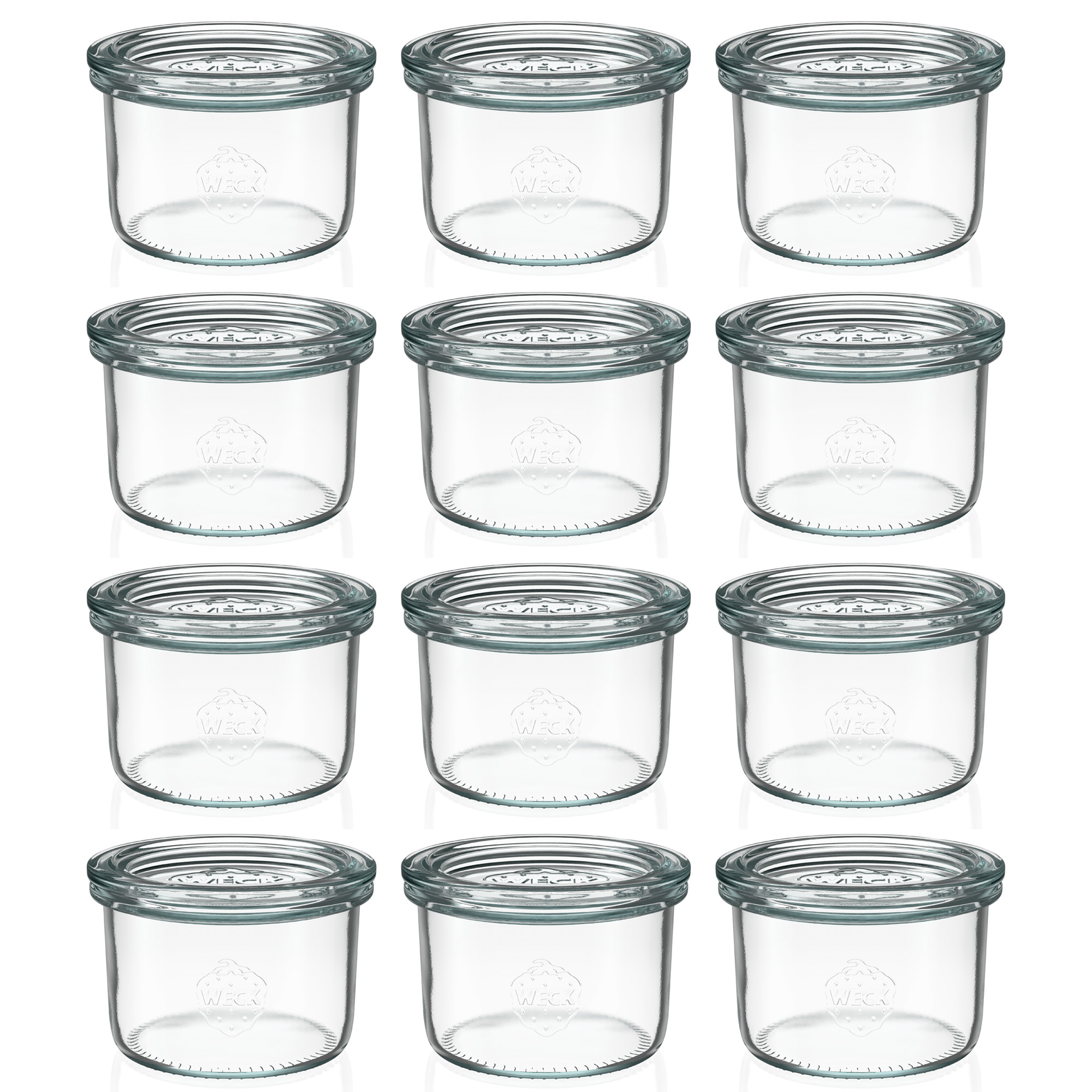 12x 200 ml tarro WECK de boca ancha con tapa de vidrio RR 80