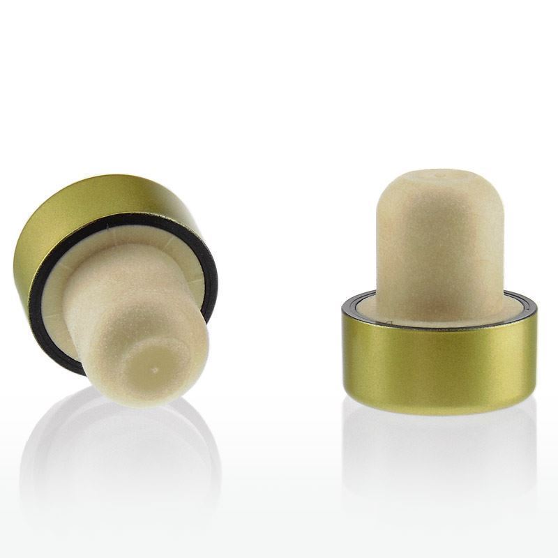 Tapón de corcho con asa 19 mm, plástico, dorado, para boca: corcho Tapón de corcho con asa 19 mm, plástico, dorado, para boca: corcho