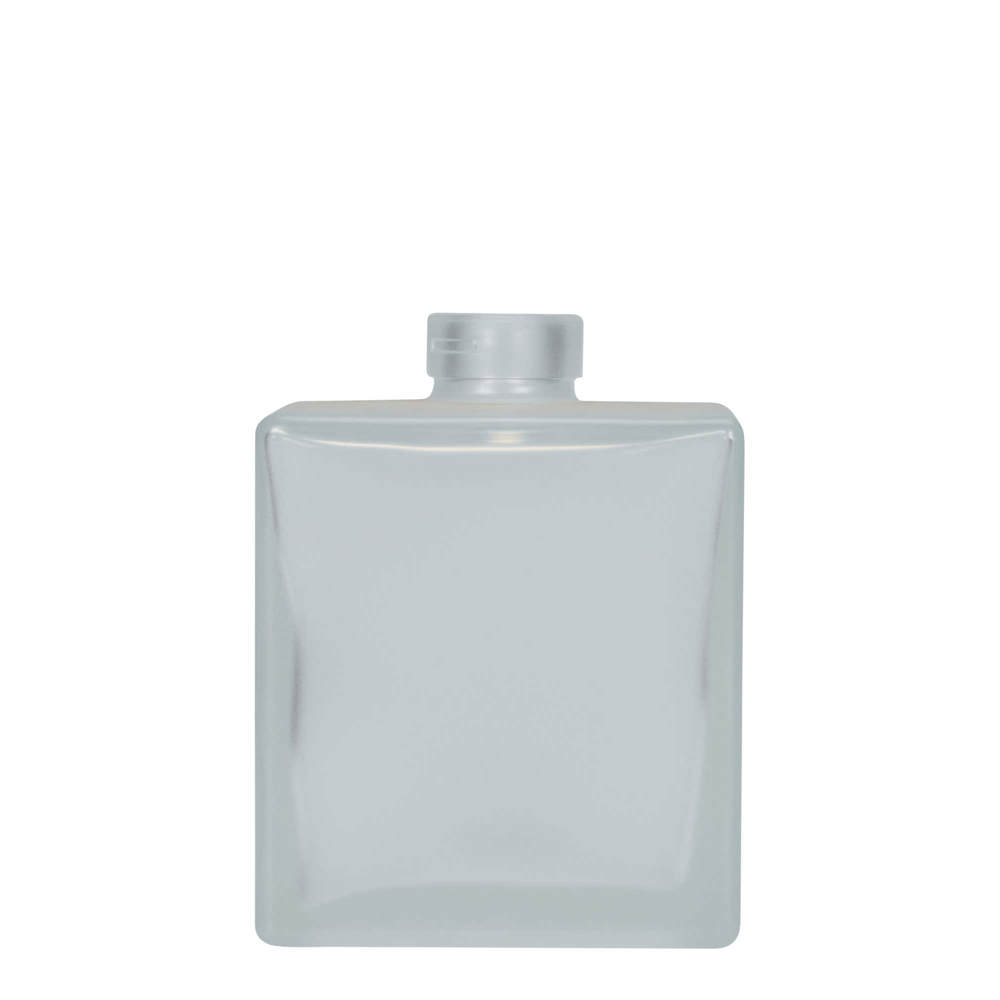 Botella de vidrio 'Cube' de 500 ml, cuadrada, efecto helado, boca: corcho Botella de vidrio 'Cube' de 500 ml, cuadrada, efecto helado, boca: corcho