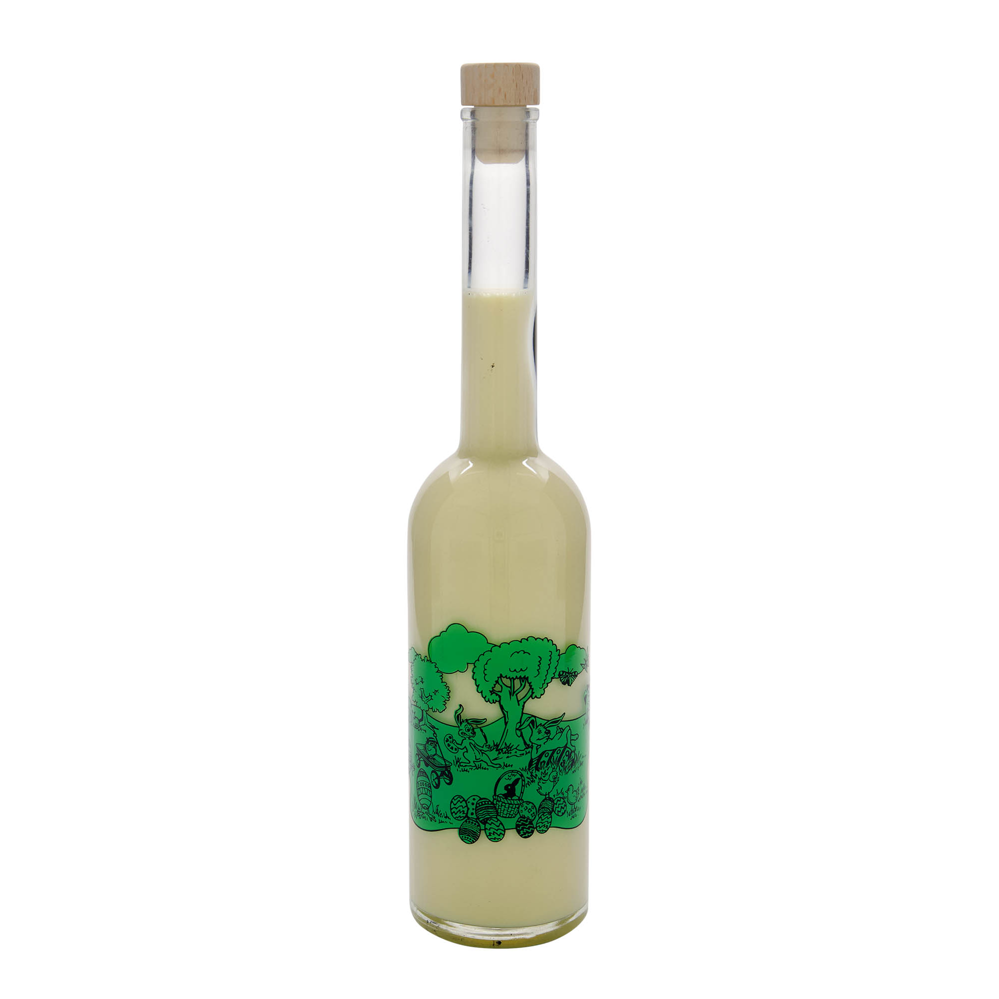 Botella de vidrio de 500 ml «Opera», motivo: Feliz Pascua, boca: corcho
