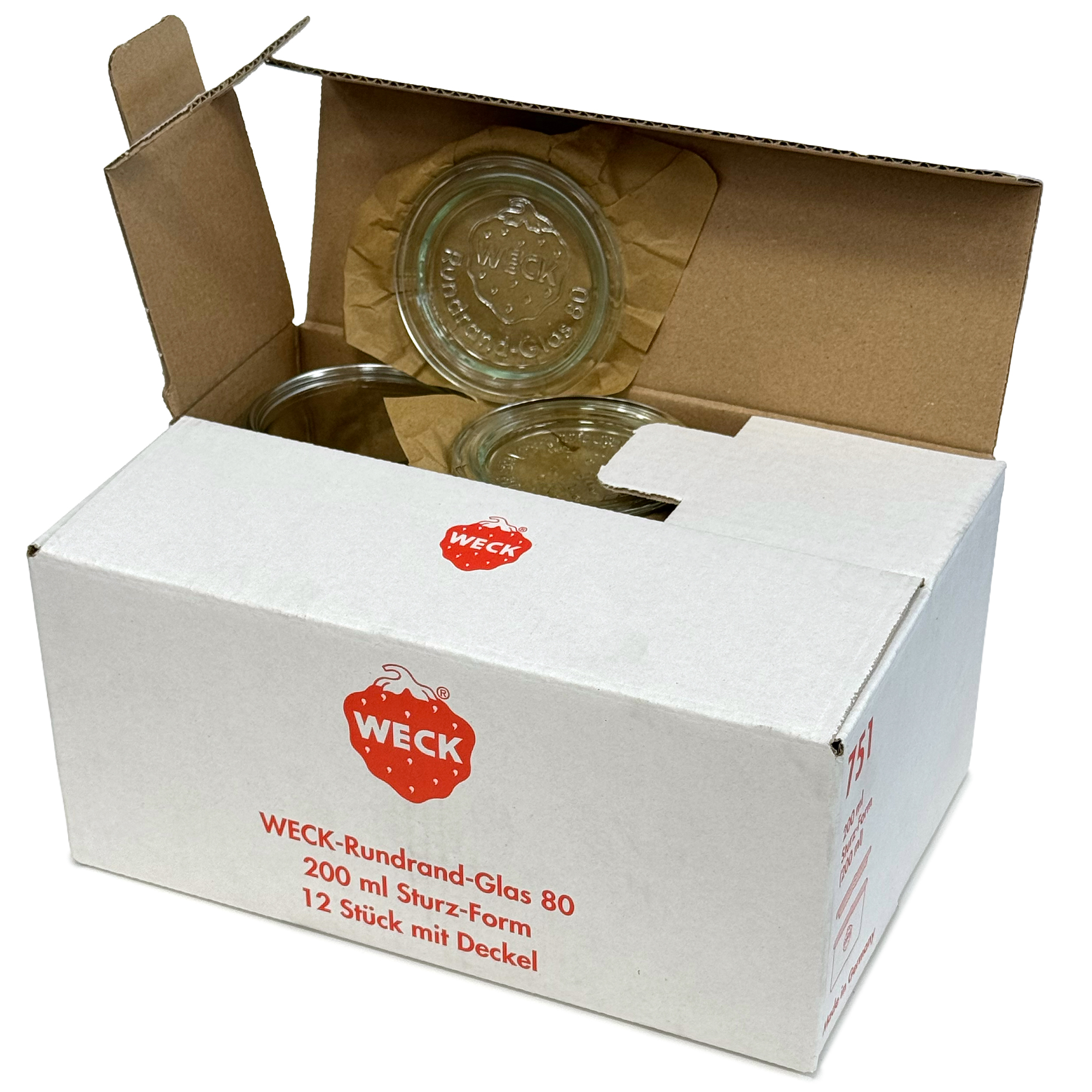 12x 200 ml tarro WECK de boca ancha con tapa de vidrio RR 80