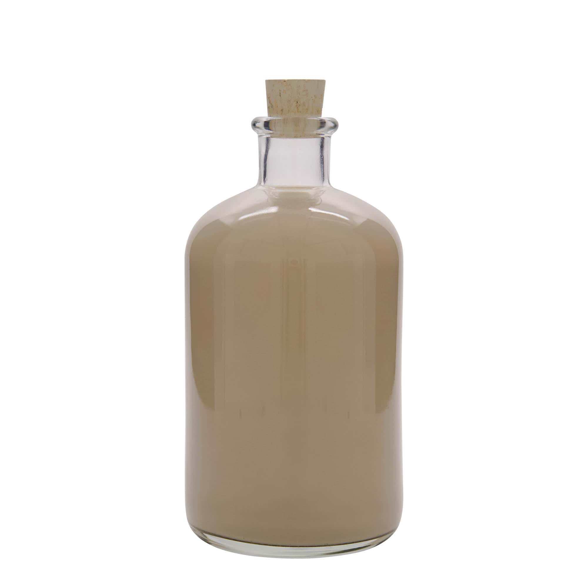 Botella de vidrio de farmacia de 1000 ml, boca: corcho