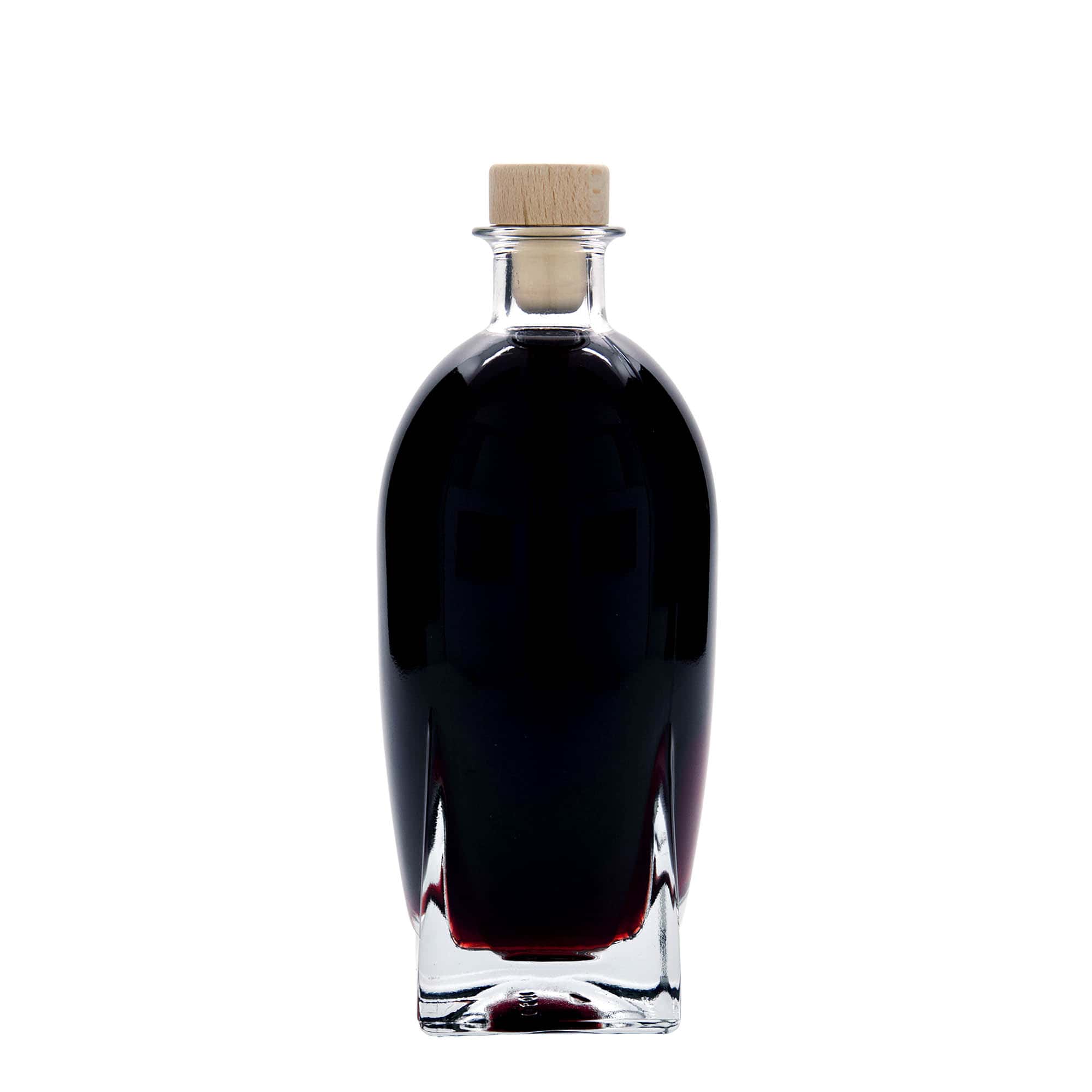 Botella de vidrio 'Zino' de 500 ml, cuadrada, boca: corcho