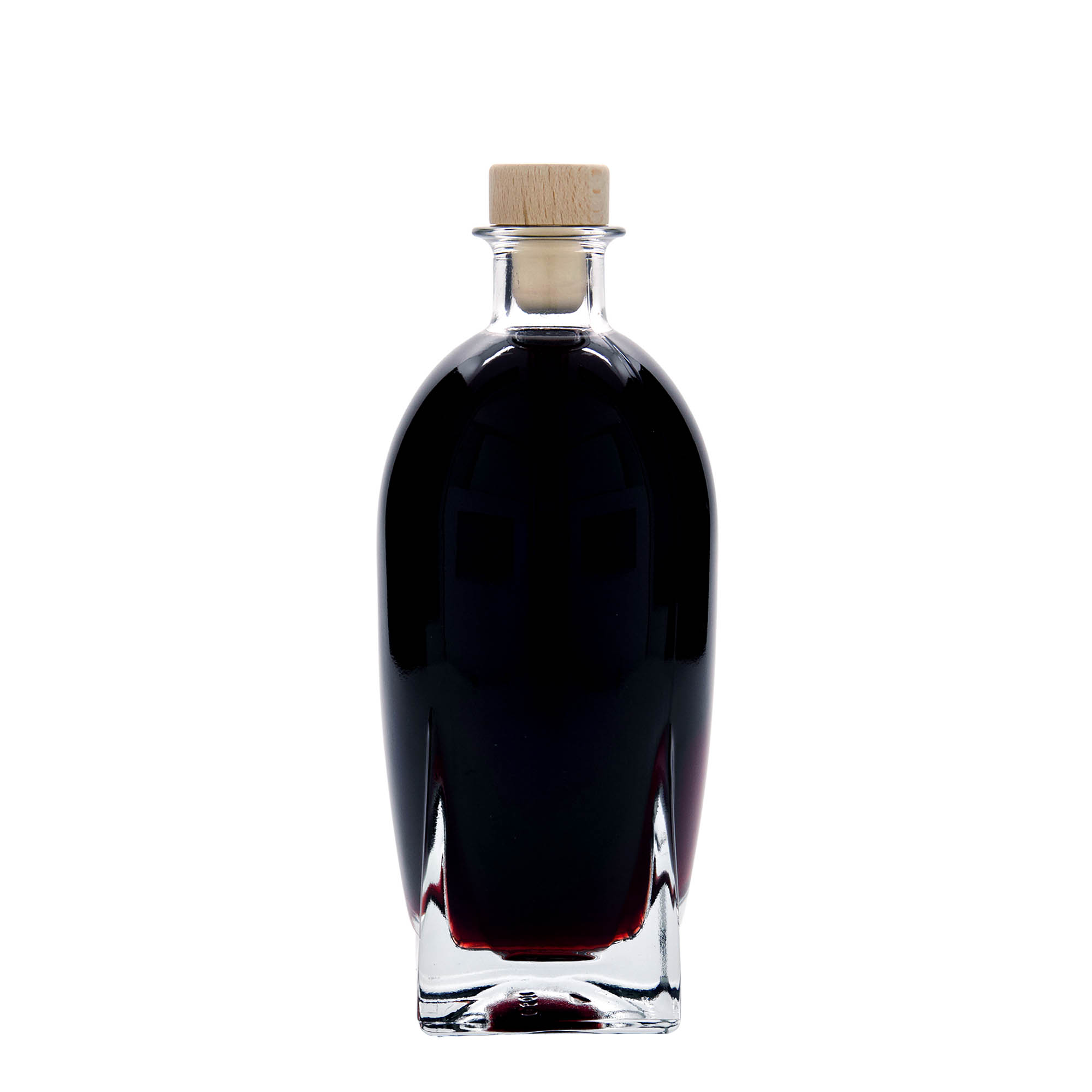 Botella de vidrio de 500 ml 'Zino', cuadrada, boca: corcho
