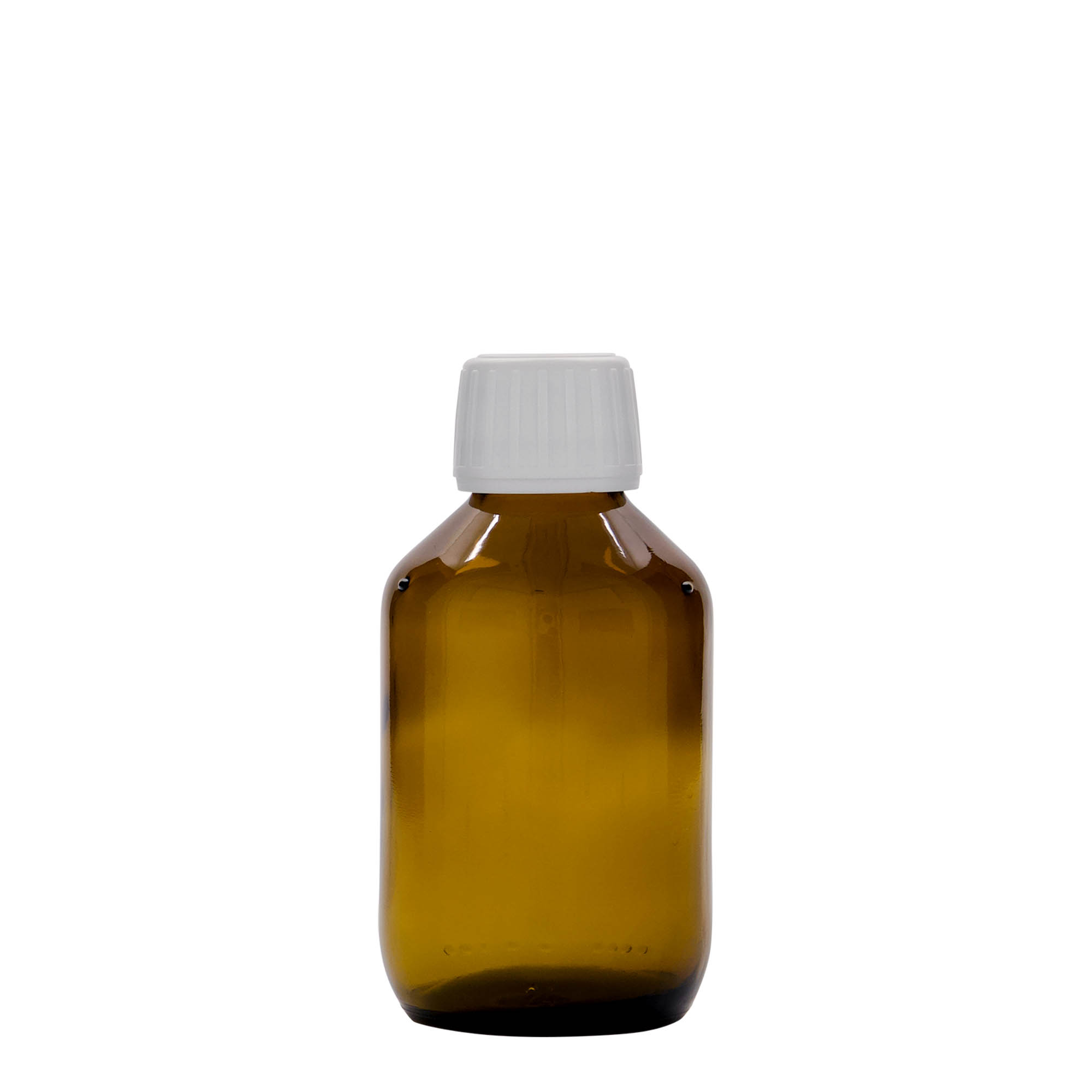 150 ml frasco medicinal, marrón, vidrio, boca: PP 28