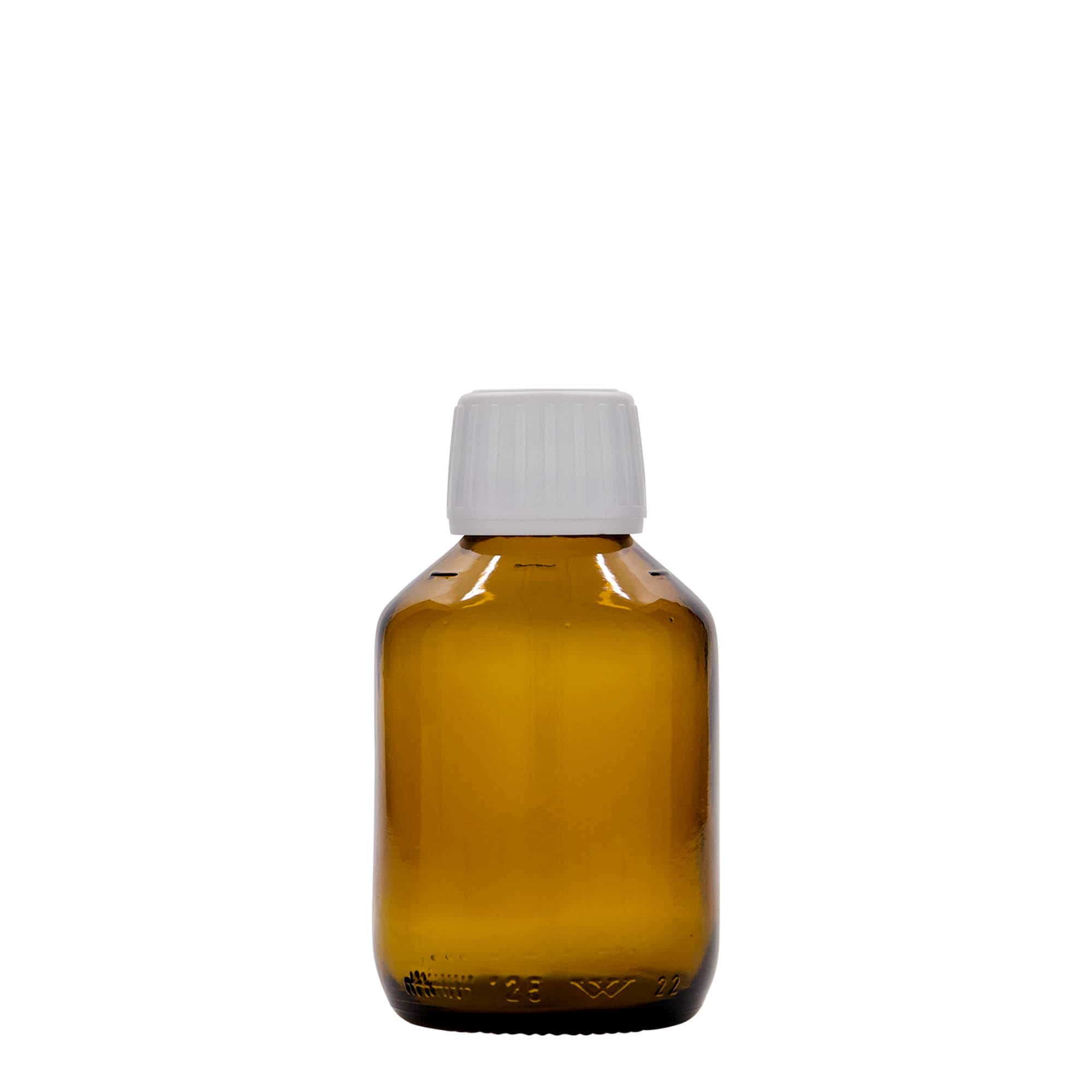 125 ml frasco medicinal, marrón, vidrio, boca: PP 28