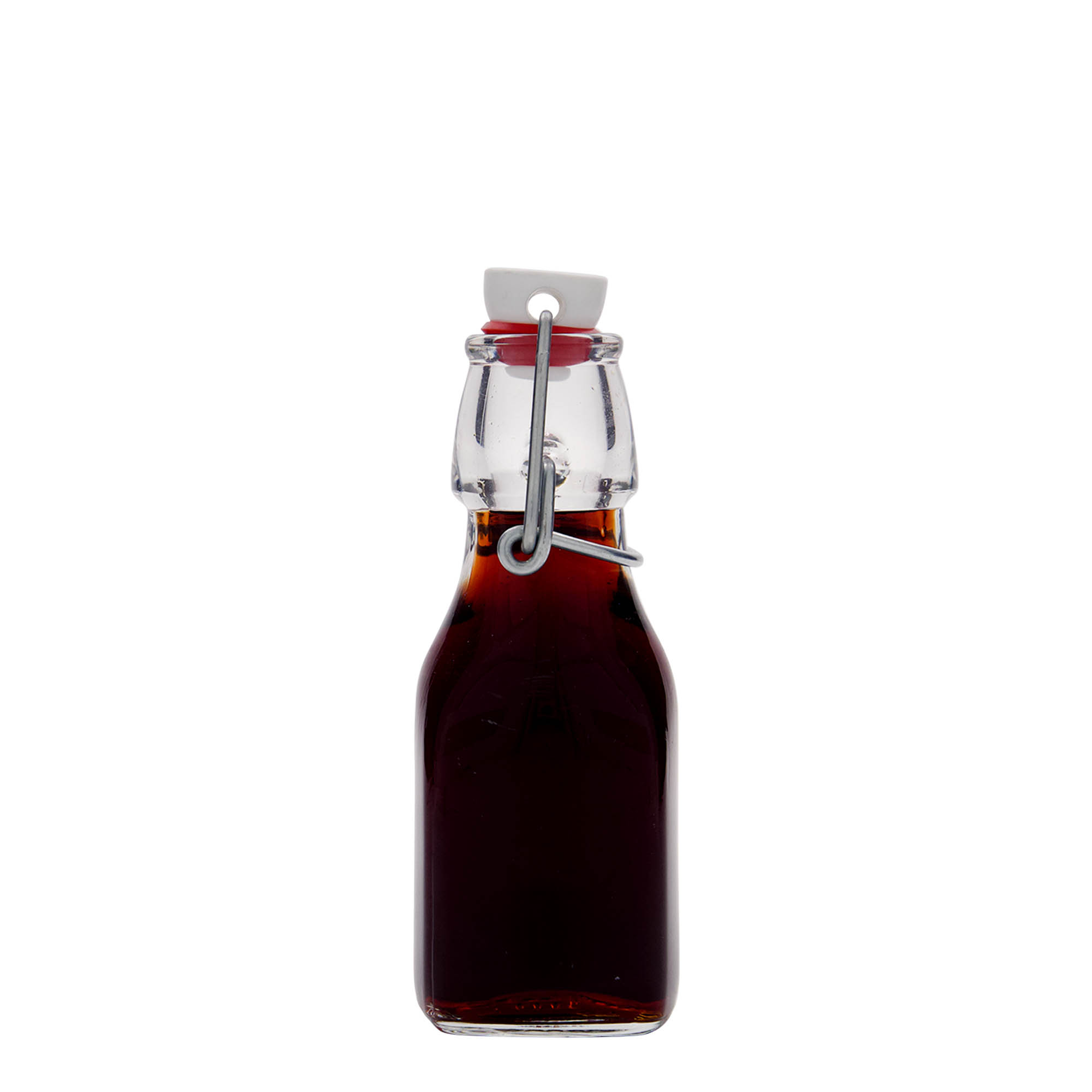 Botella de vidrio de 125 ml 'Swing', cuadrada, boca: cierre de palanca Botella de vidrio de 125 ml 'Swing', cuadrada, boca: cierre de palanca