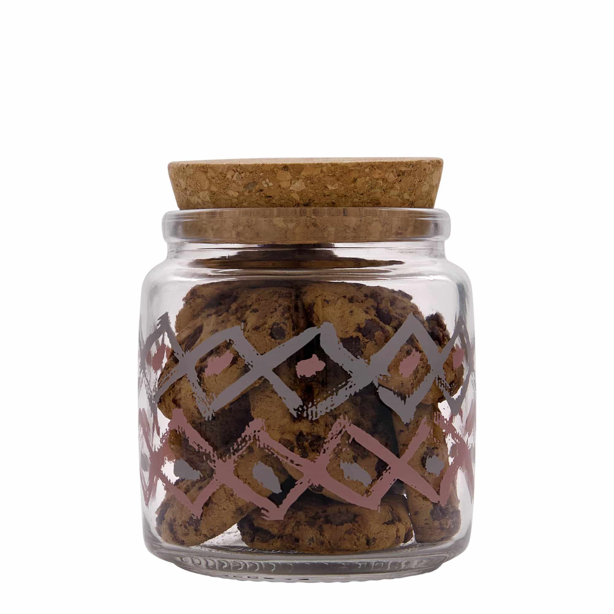 750 ml tarro de vidrio con corcho 'Giara', motivo: Manolibera rosa, boca: corcho
