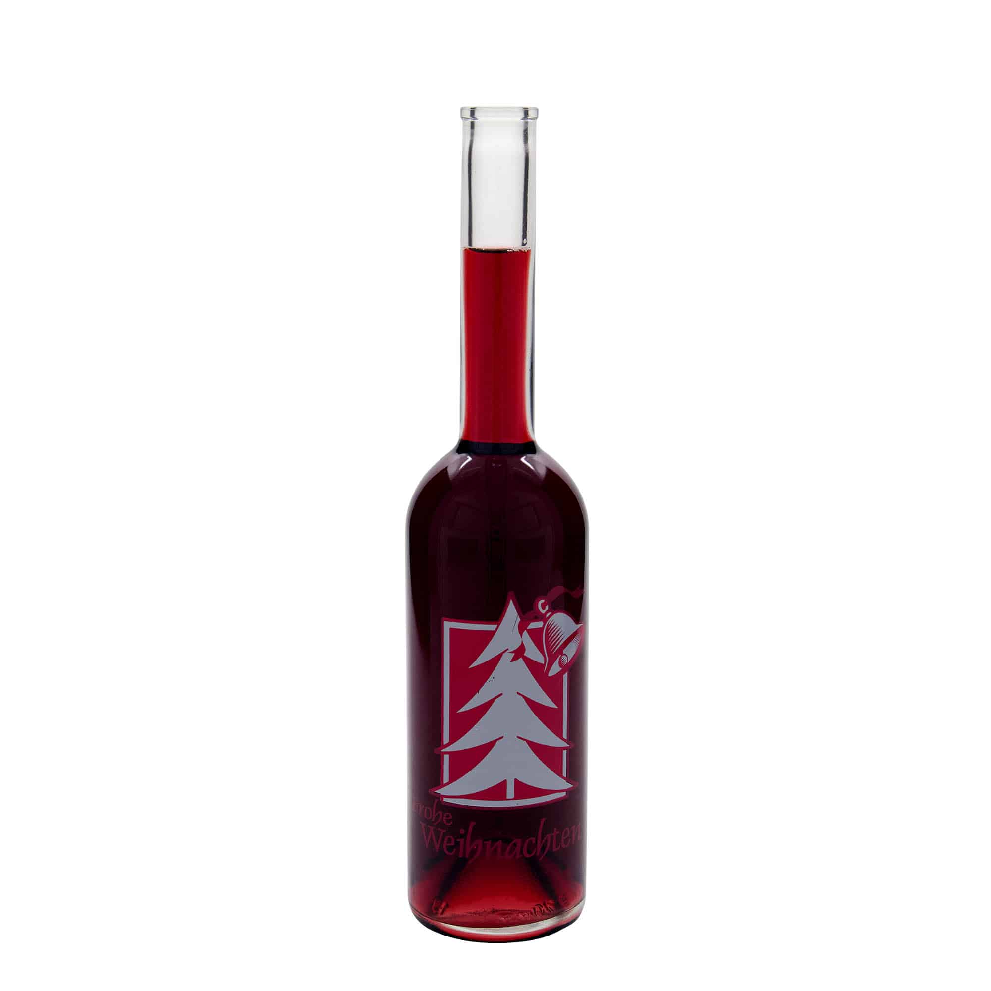 Botella de vidrio de 500 ml «Opera», motivo: saludo navideño, boca: corcho