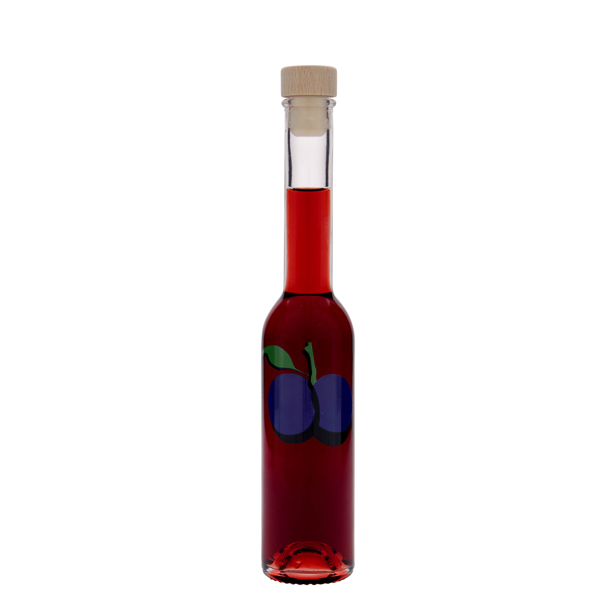 Botella de vidrio de 200 ml 'Opera', motivo: ciruela, boca: corcho