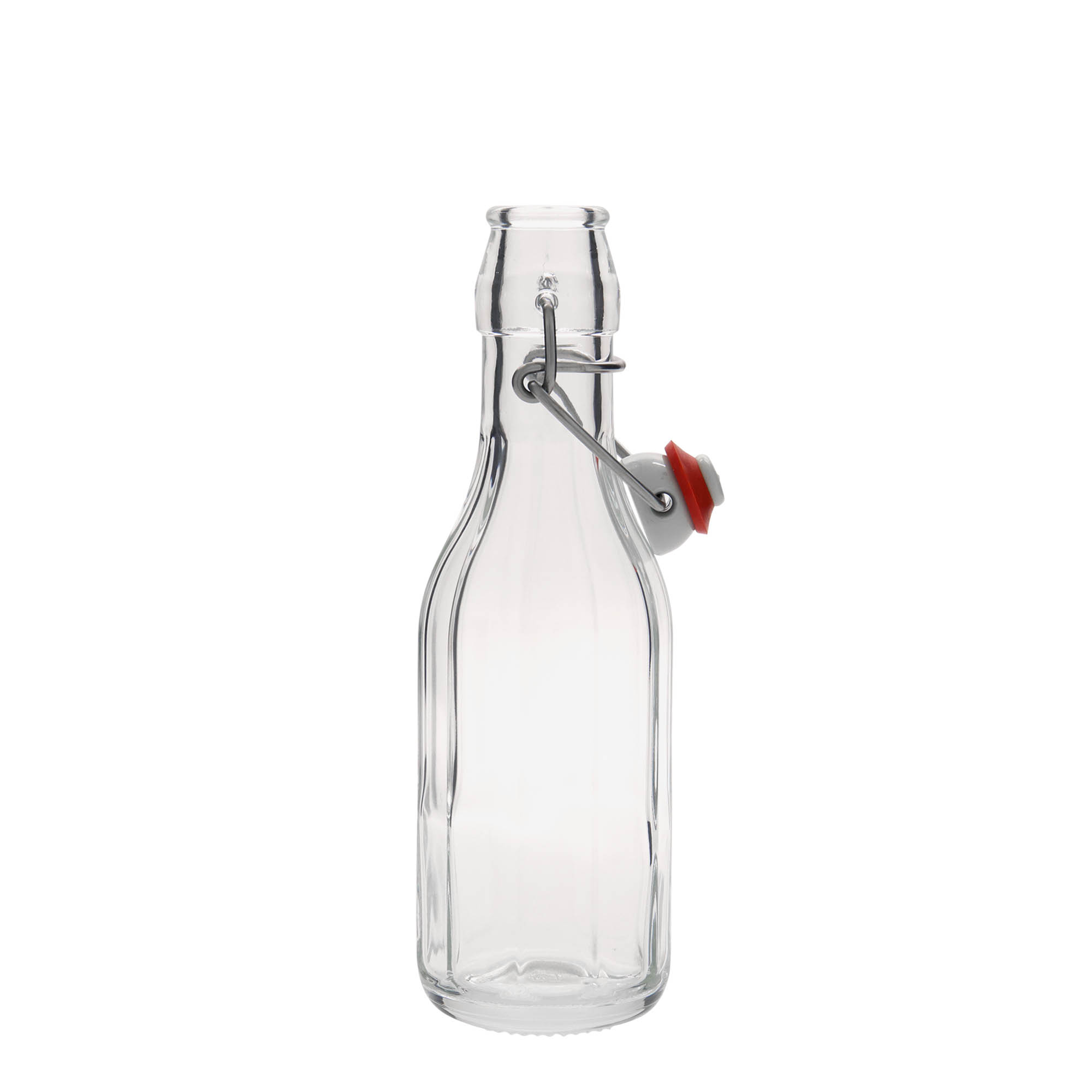 Botella de vidrio de 250 ml 'Bravo', de diez lados, boca: cierre de palanca Botella de vidrio de 250 ml 'Bravo', de diez lados, boca: cierre de palanca