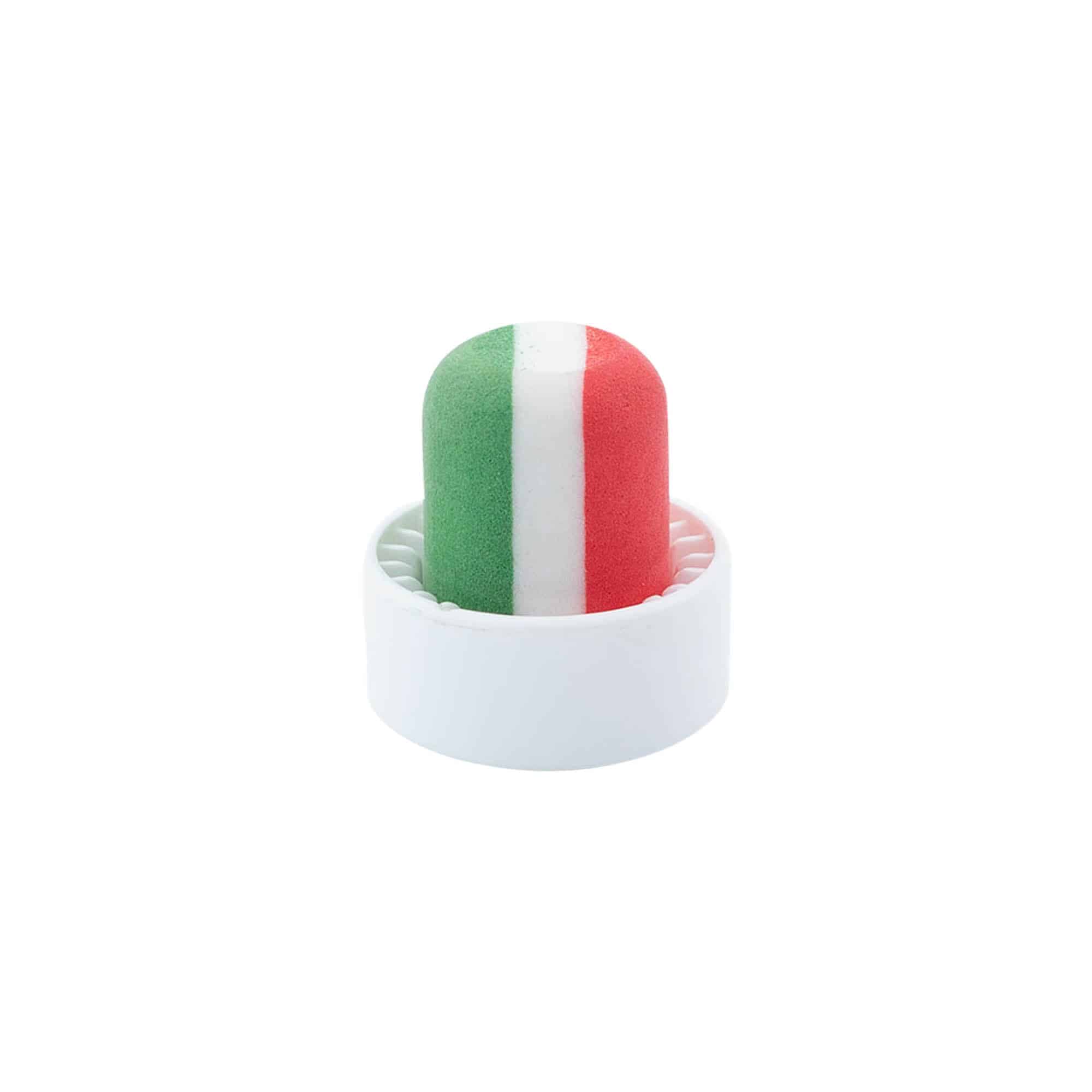 Corcho con cabeza 'Italia' de 19 mm, plástico, multicolor, para boca: corcho