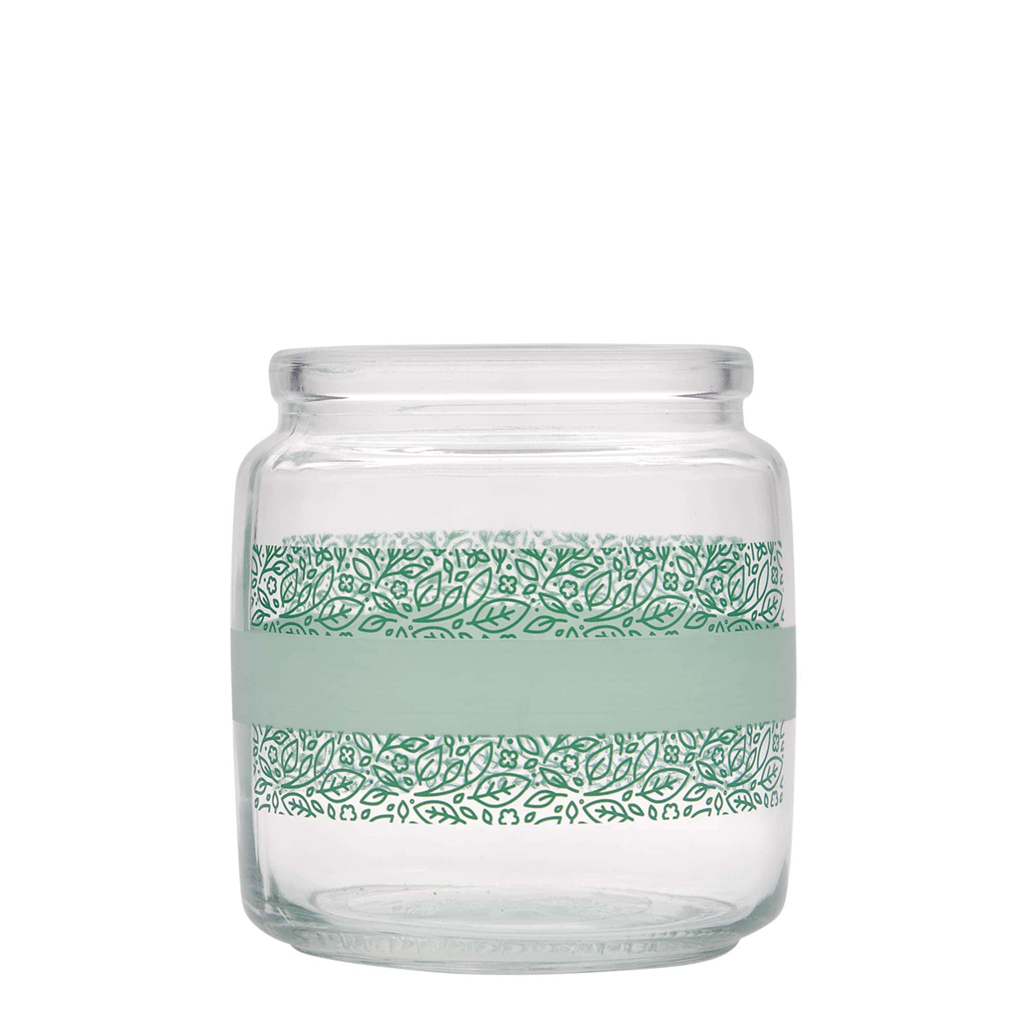 750 ml tarro de vidrio con corcho «Giara», motivo: Naturalmente verde, boca: corcho