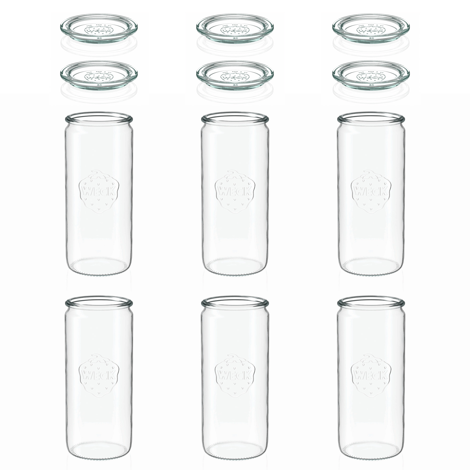 6x 1040 ml vaso cilíndrico WECK con tapa de vidrio RR 80