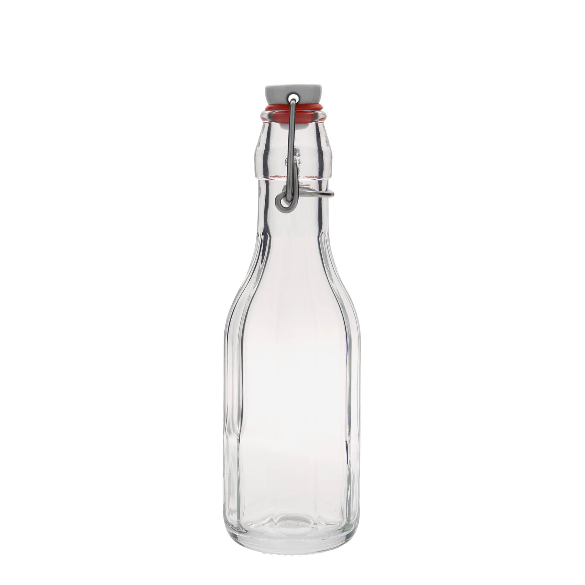 Botella de vidrio de 250 ml 'Bravo', de diez lados, boca: cierre de palanca Botella de vidrio de 250 ml 'Bravo', de diez lados, boca: cierre de palanca